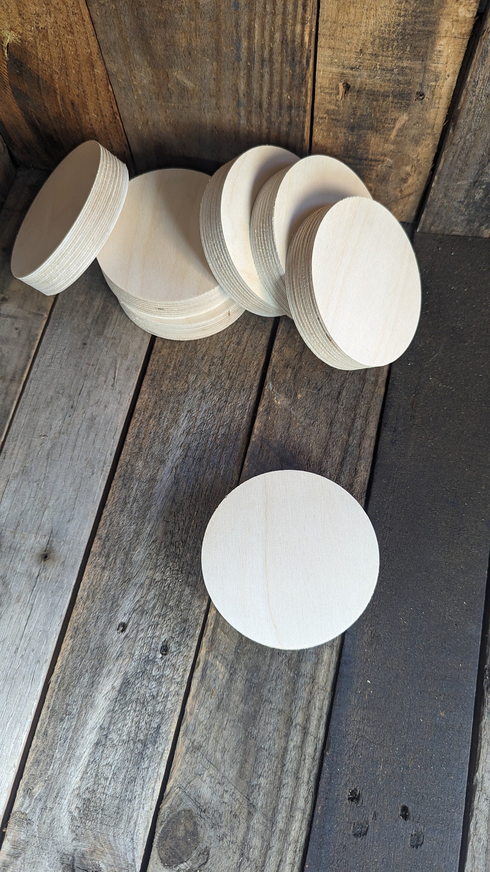 4.375" (4 3/8") Wood Circle Disc Plaques, BALTIC BIRCH - Wooden Circles, Unfinished, Circular Wood