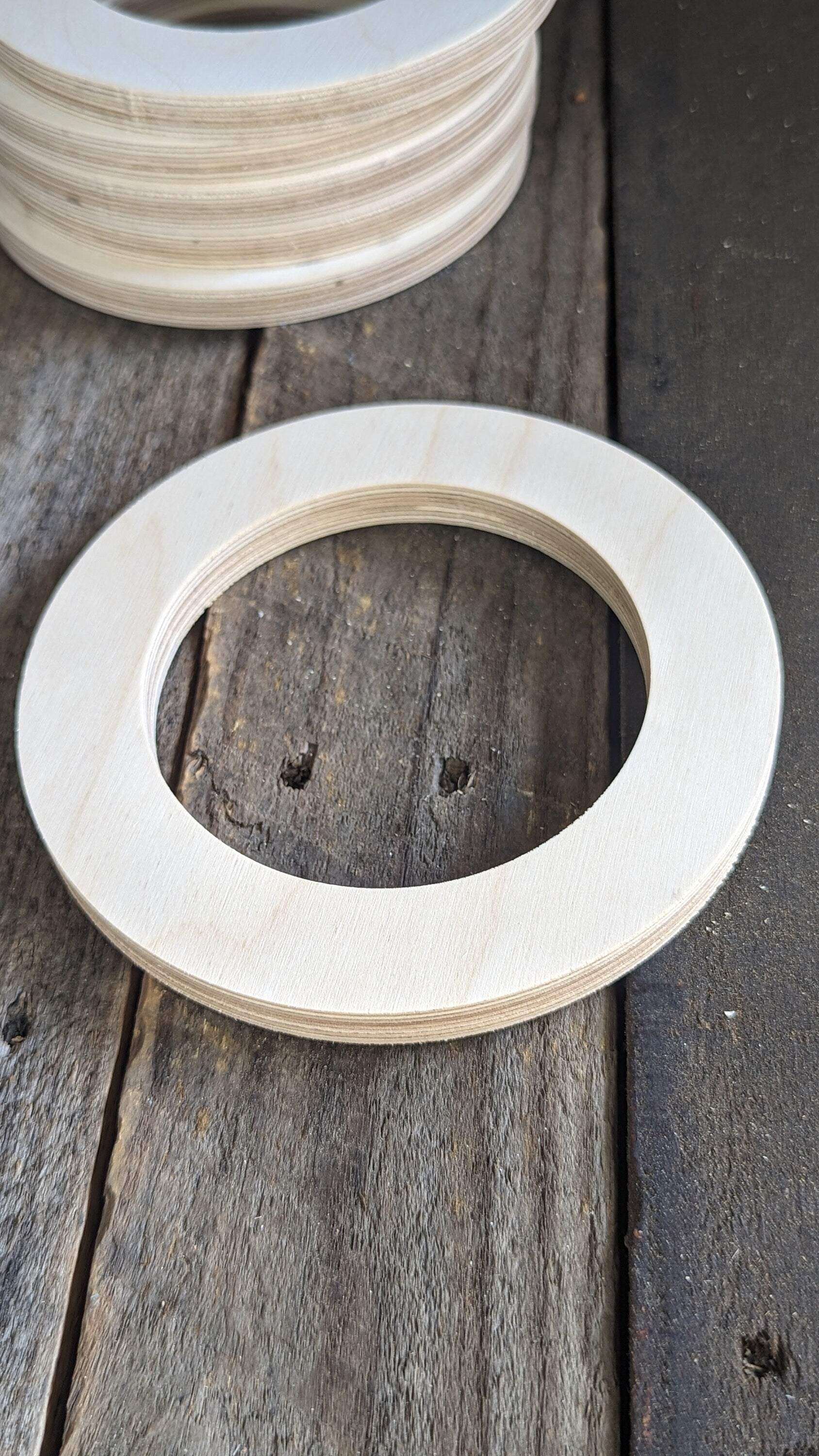 6" Baltic Birch Wood Donut, 4" Center Hole, DIY Craft Supplies