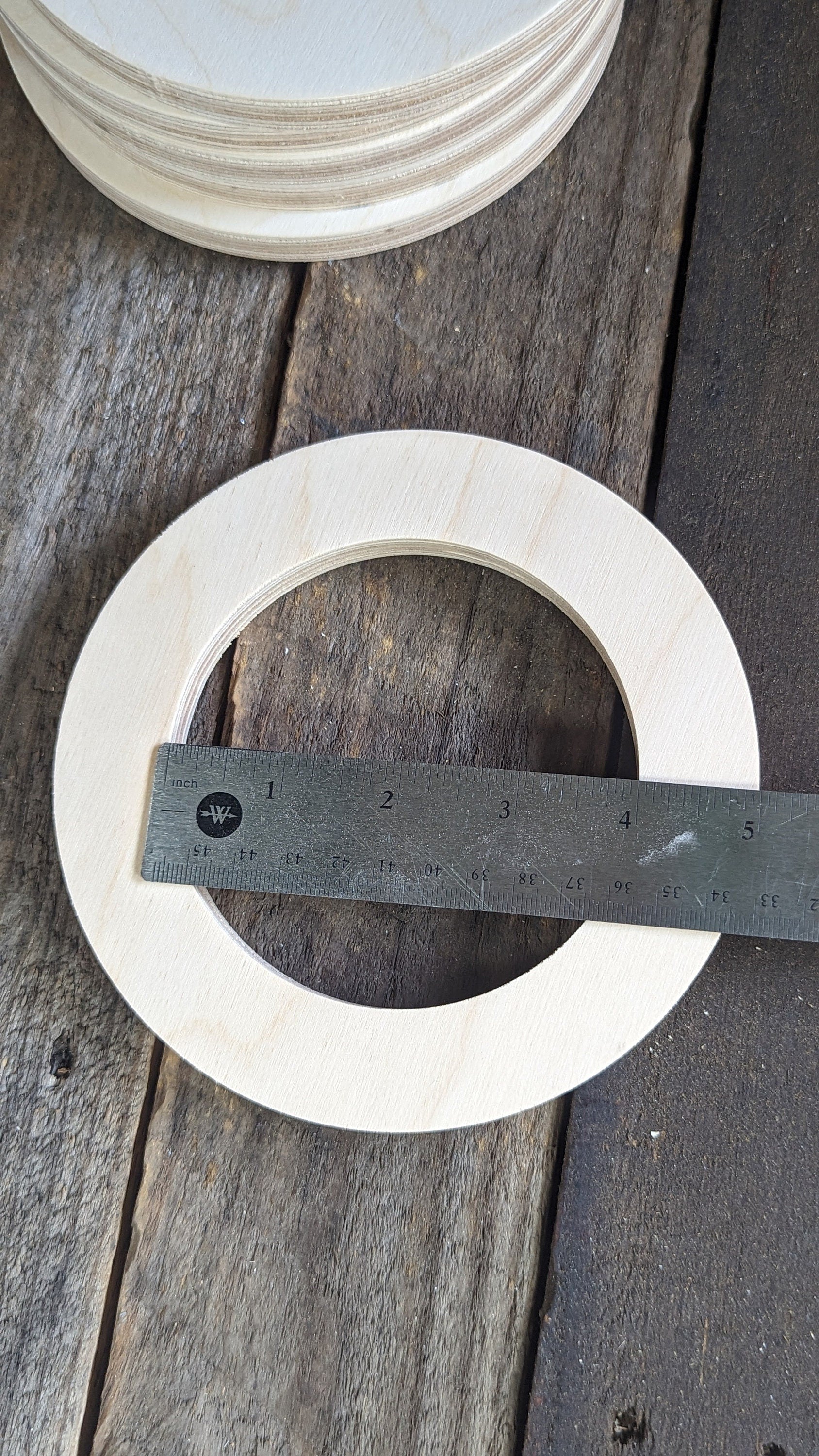 6" Baltic Birch Wood Donut, 4" Center Hole, DIY Craft Supplies
