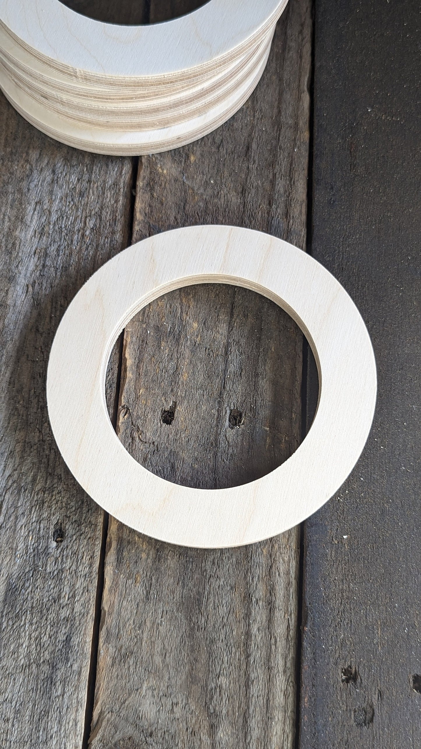 6" Baltic Birch Wood Donut, 4" Center Hole, DIY Craft Supplies