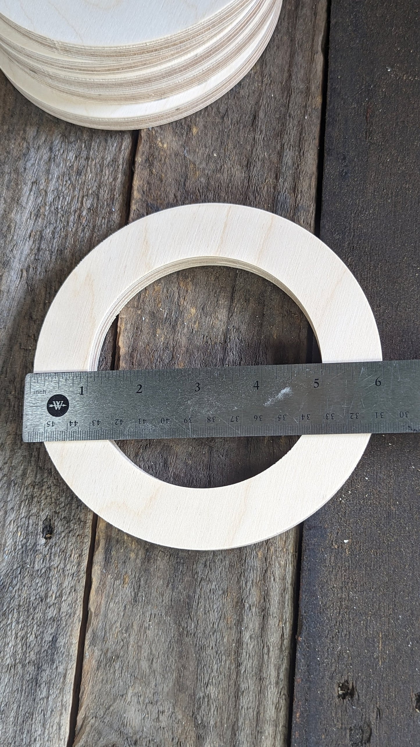 6" Baltic Birch Wood Donut, 4" Center Hole, DIY Craft Supplies