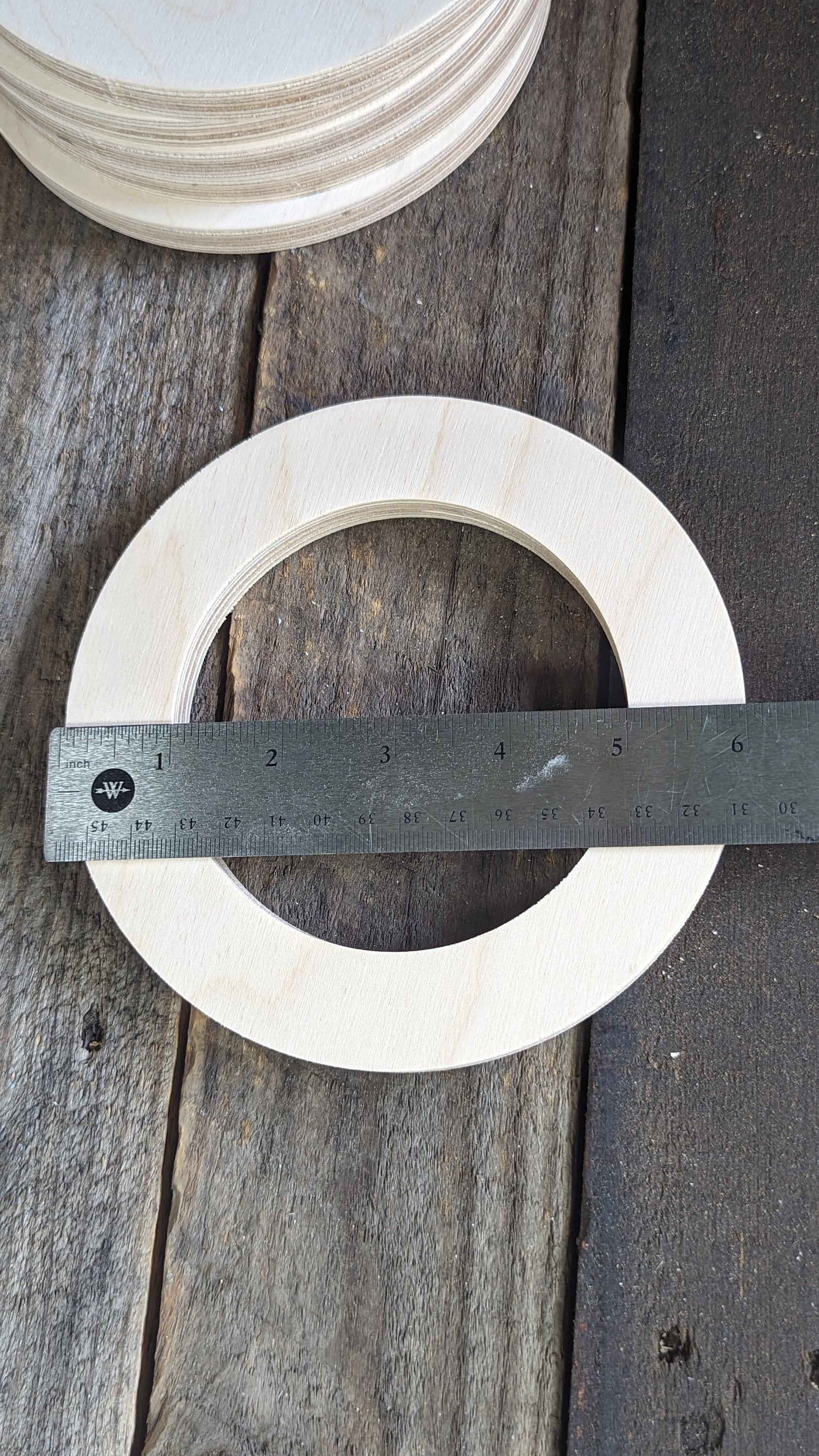 6" Baltic Birch Wood Donut, 4" Center Hole, DIY Craft Supplies
