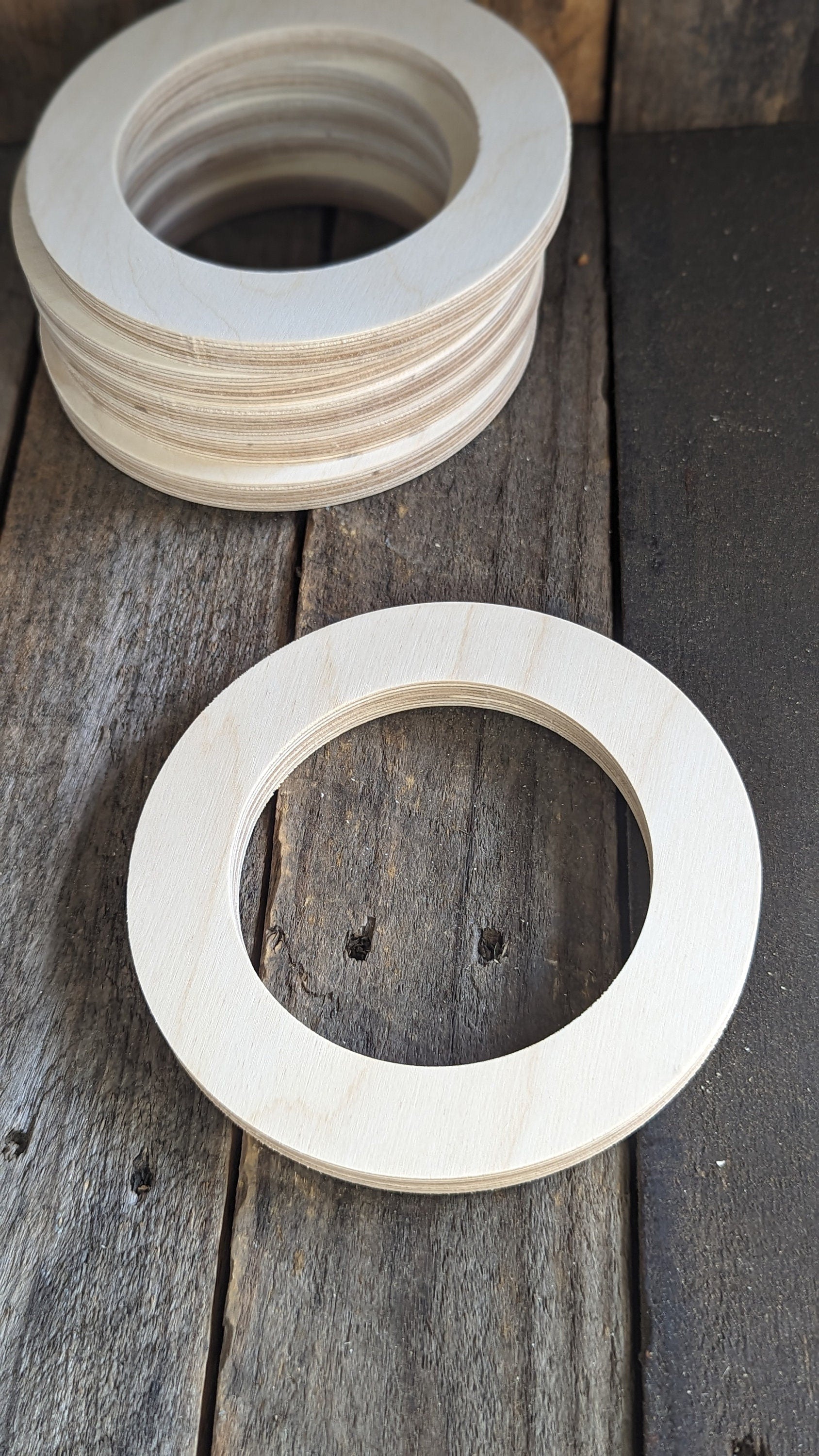 6" Wood Donut with 4" hole, BALTIC BIRCH - Wooden Circles, Blank Circles, Unfinished, Round Circles, Ring Shape, DIY Crafting Supplies