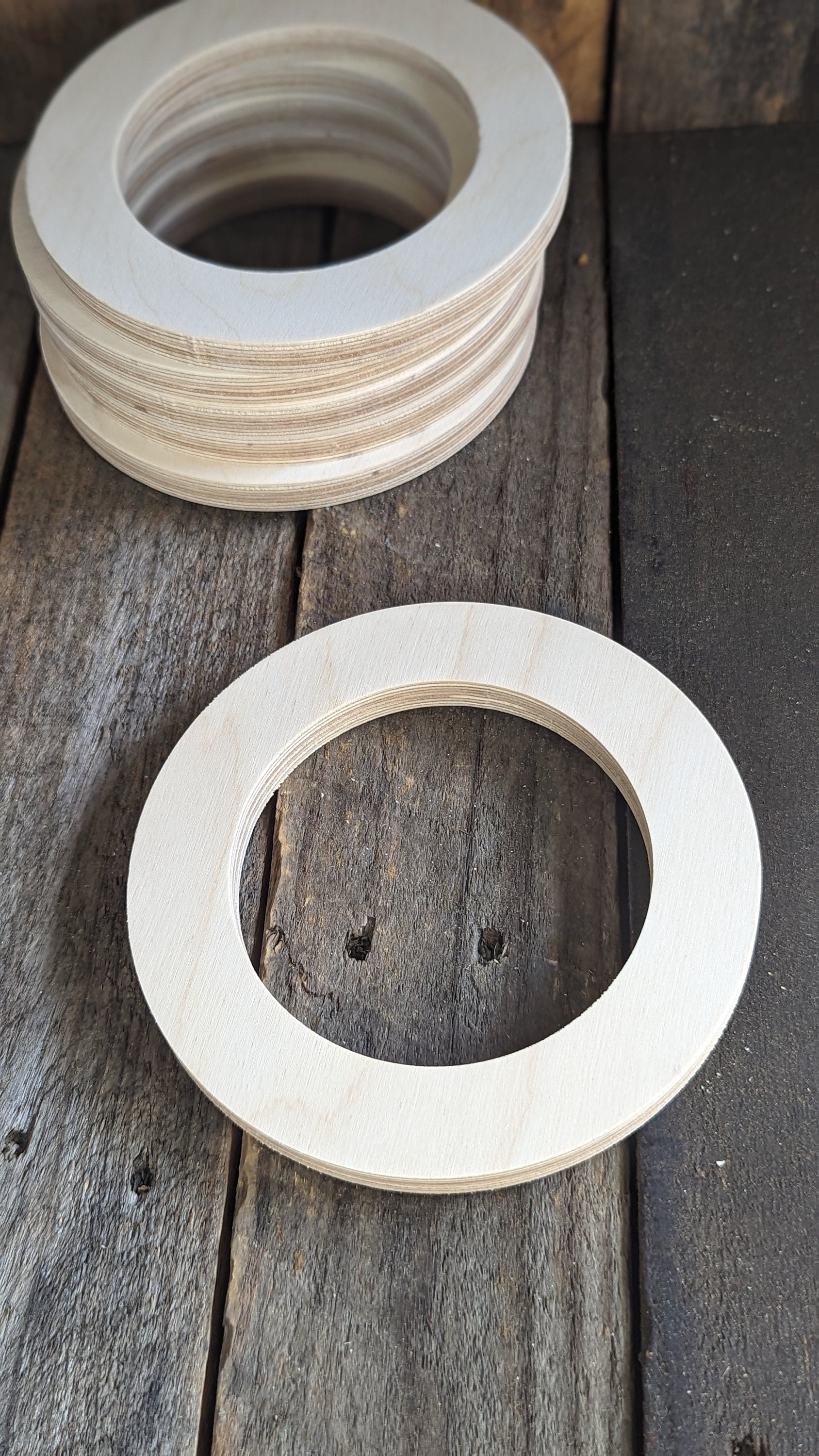 6" Baltic Birch Wood Donut, 4" Center Hole, DIY Craft Supplies