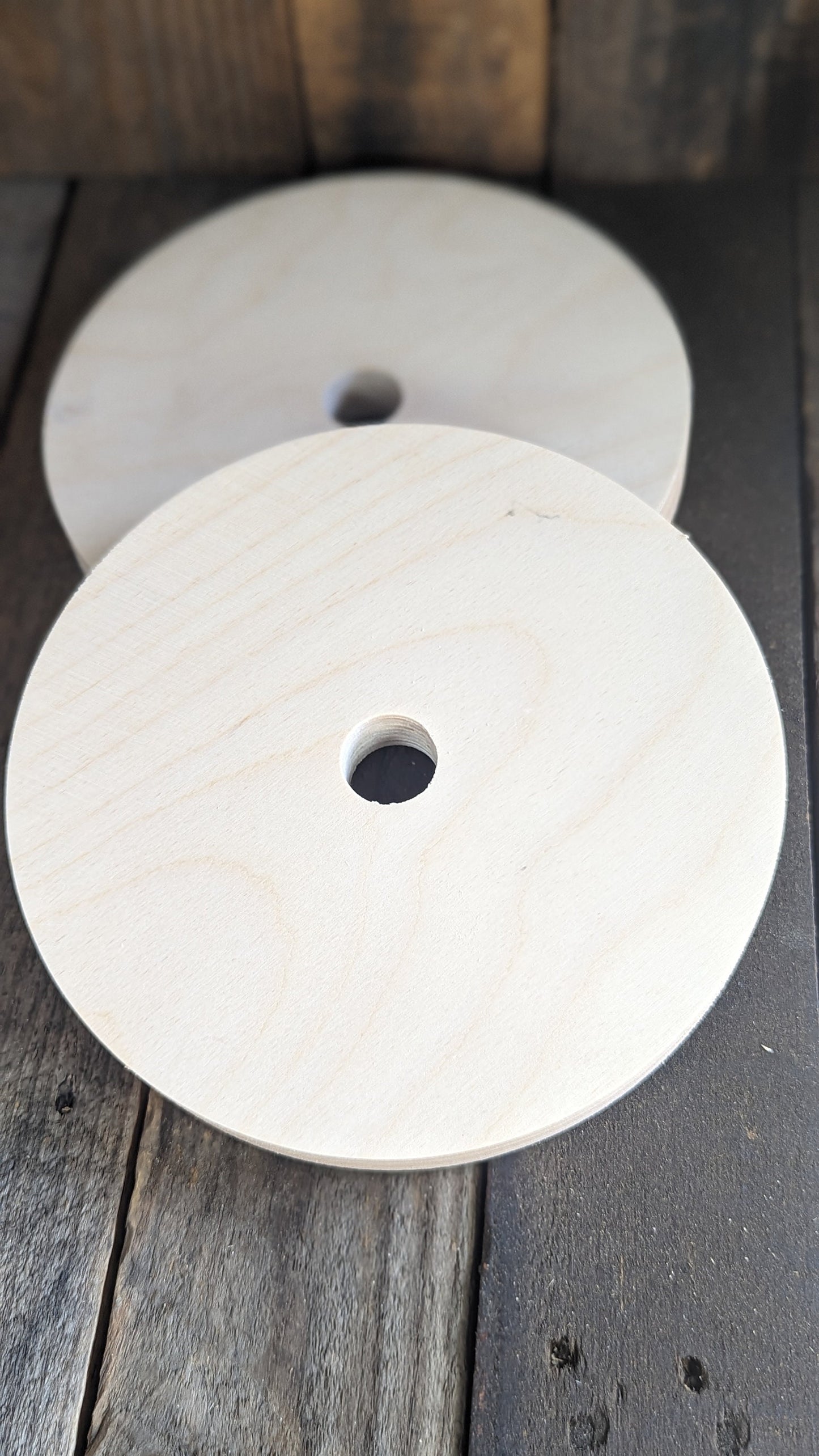 8" Baltic Birch Wood Donut Ring, 1" Center Hole, Craft Supply