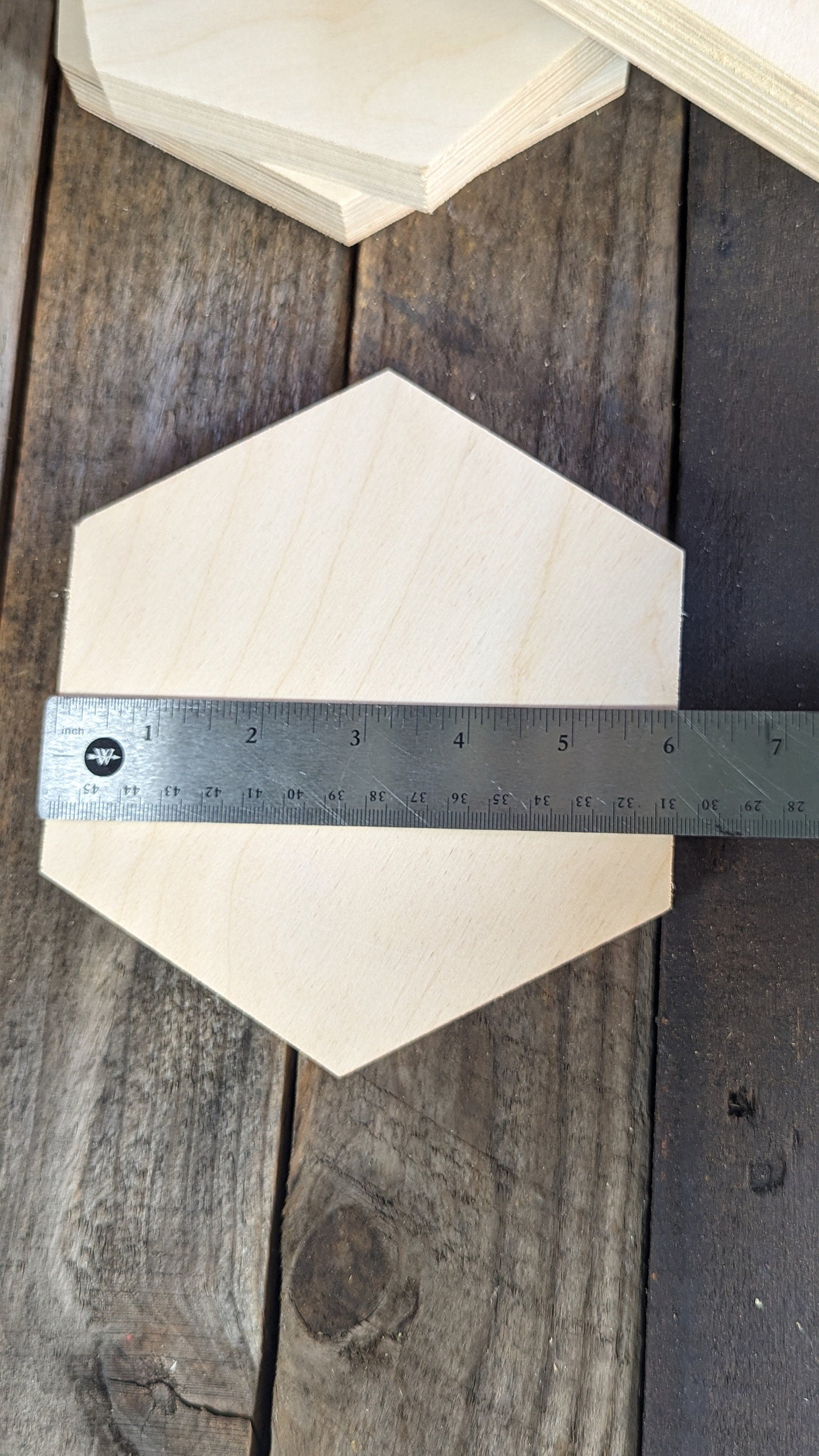 6" Baltic Birch Wood Hexagon Plaque, Unfinished Wooden Shape