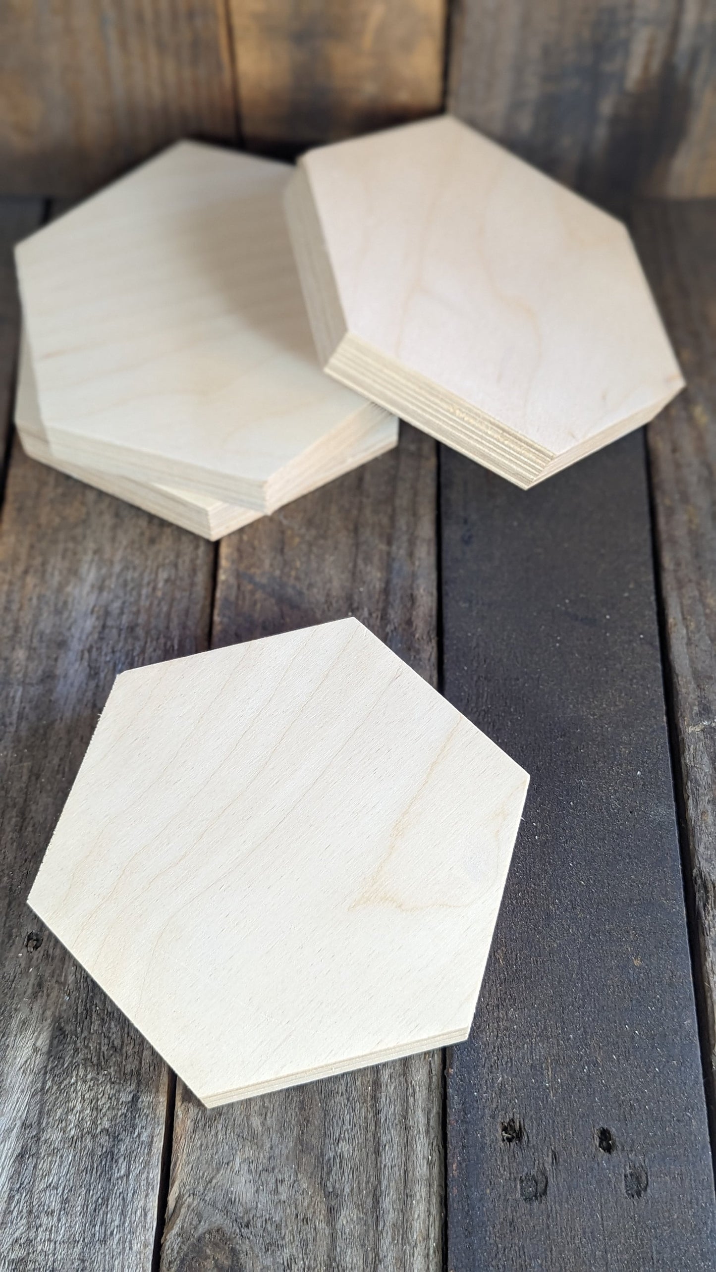 12" Baltic Birch Wood Hexagon Plaque, Unfinished Wooden Shape