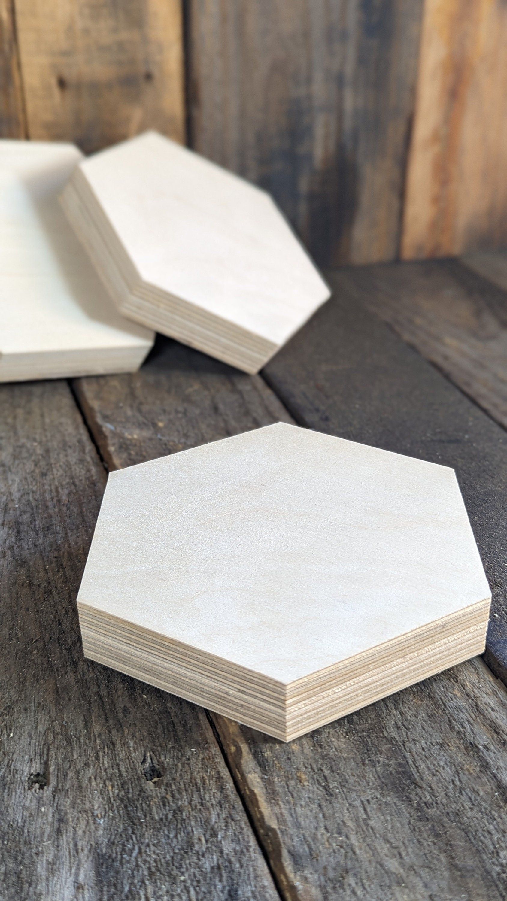 5" Wood Hexagon Plaques, BALTIC BIRCH Wooden Six Sided Shape, Blank Hexagon, Unfinished Wooden Hexagon, Hexagon Wood