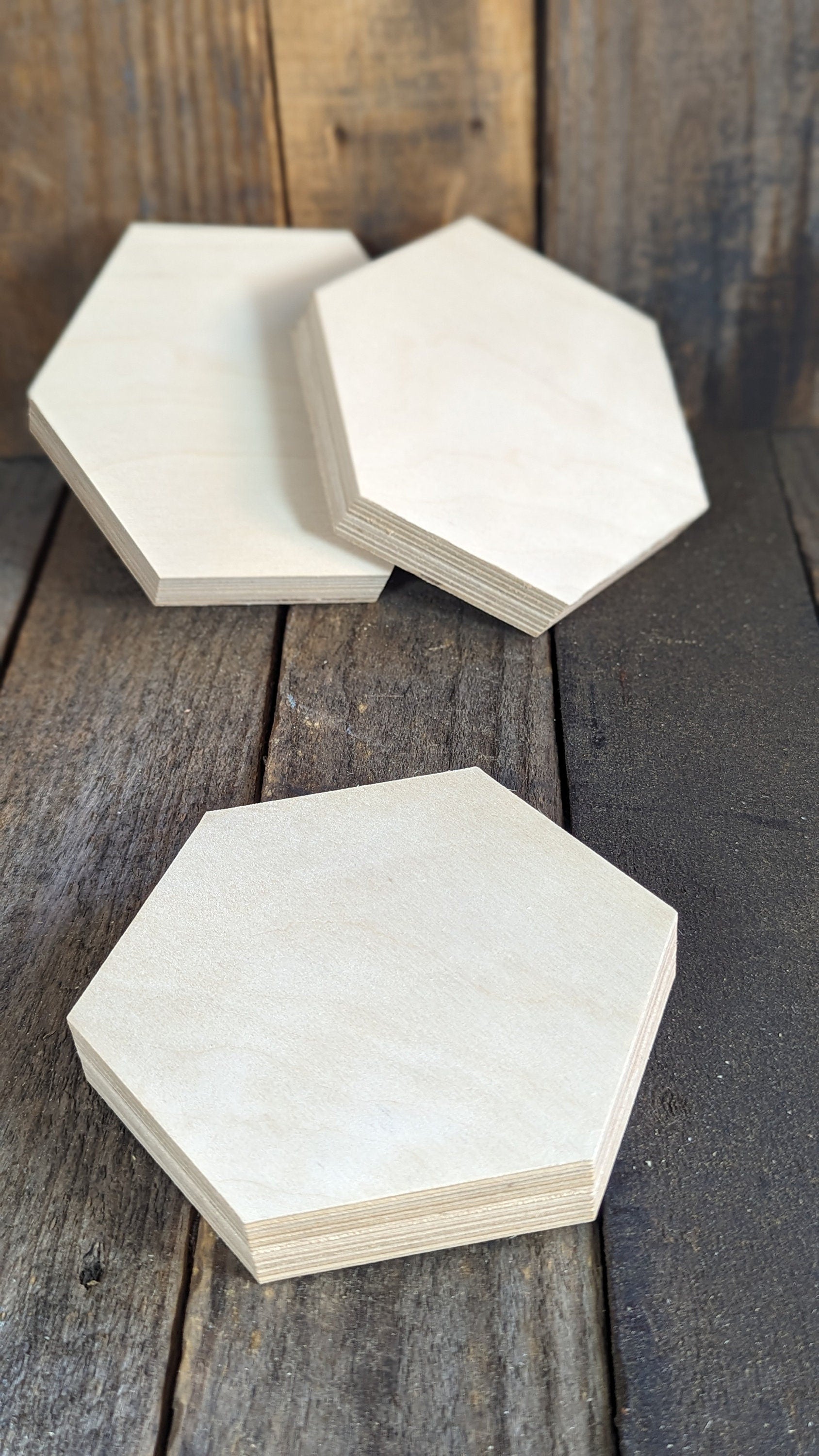 5" Wood Hexagon Plaques, BALTIC BIRCH Wooden Six Sided Shape, Blank Hexagon, Unfinished Wooden Hexagon, Hexagon Wood