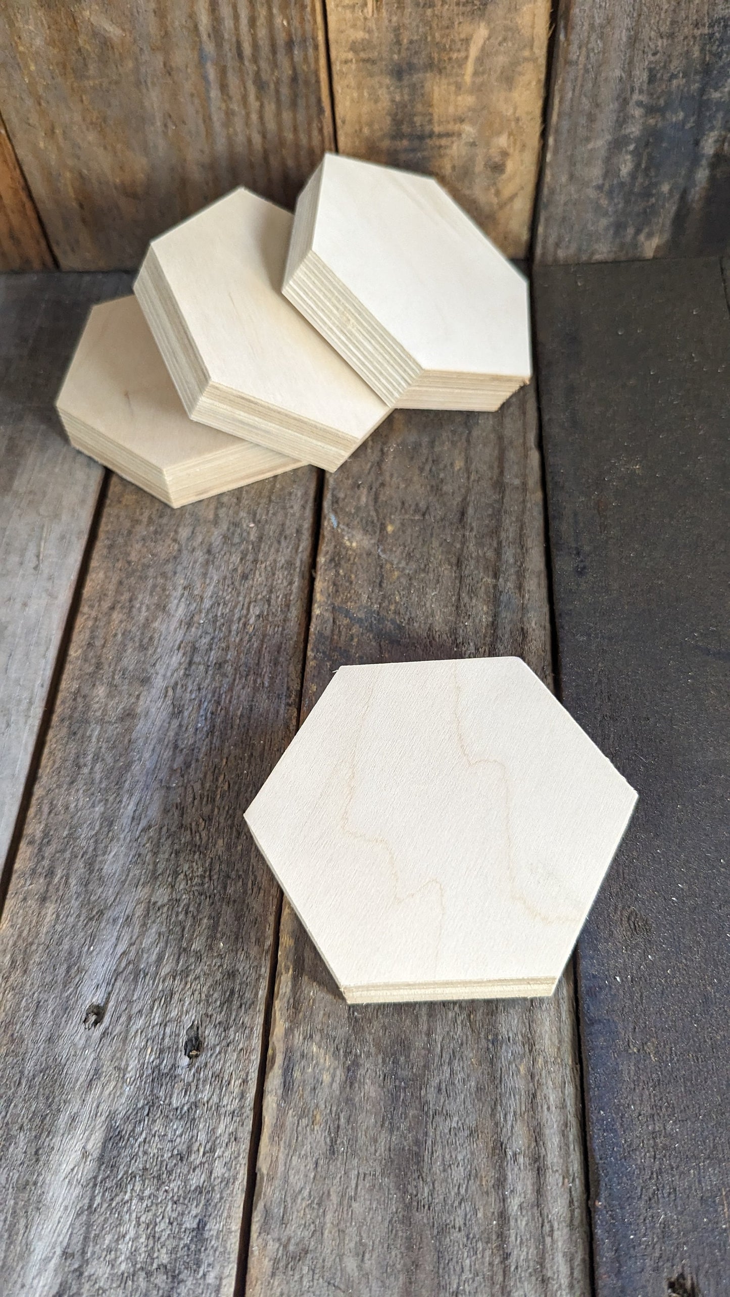 4" Baltic Birch Wood Hexagon Plaque, Unfinished Craft Shape