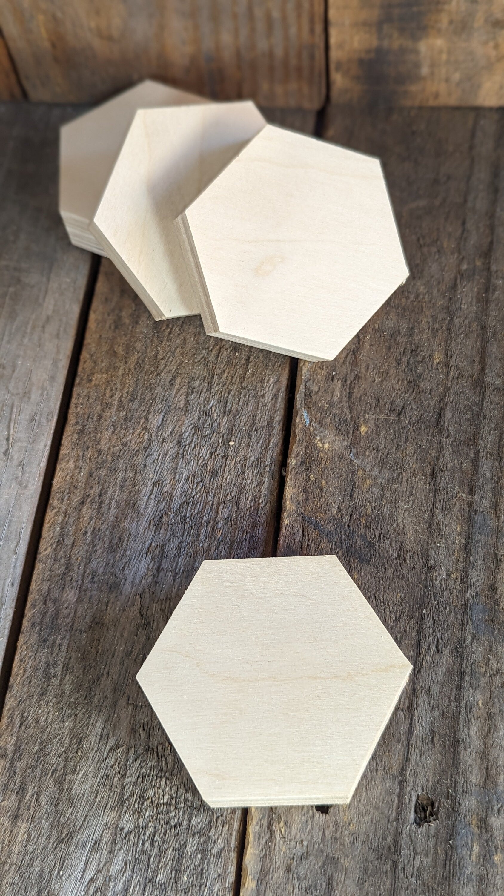 3" Wood Hexagon Plaques, BALTIC BIRCH Wooden Six Sided Shape, Blank Hexagon, Unfinished Wooden Hexagon, Hexagon Wood