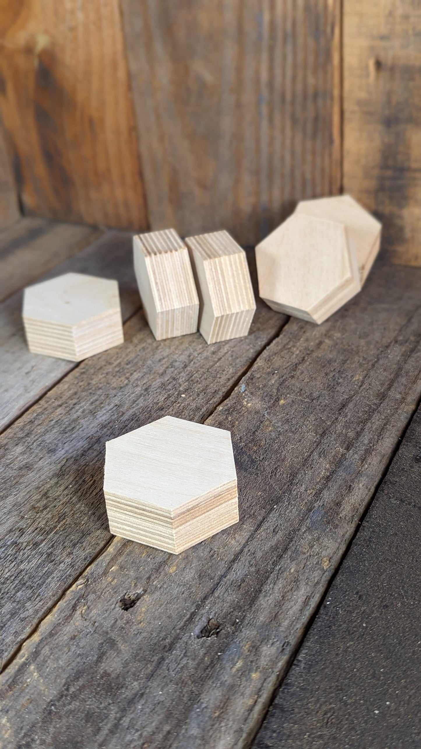 5 Pack - 2" Baltic Birch Wood Hexagon