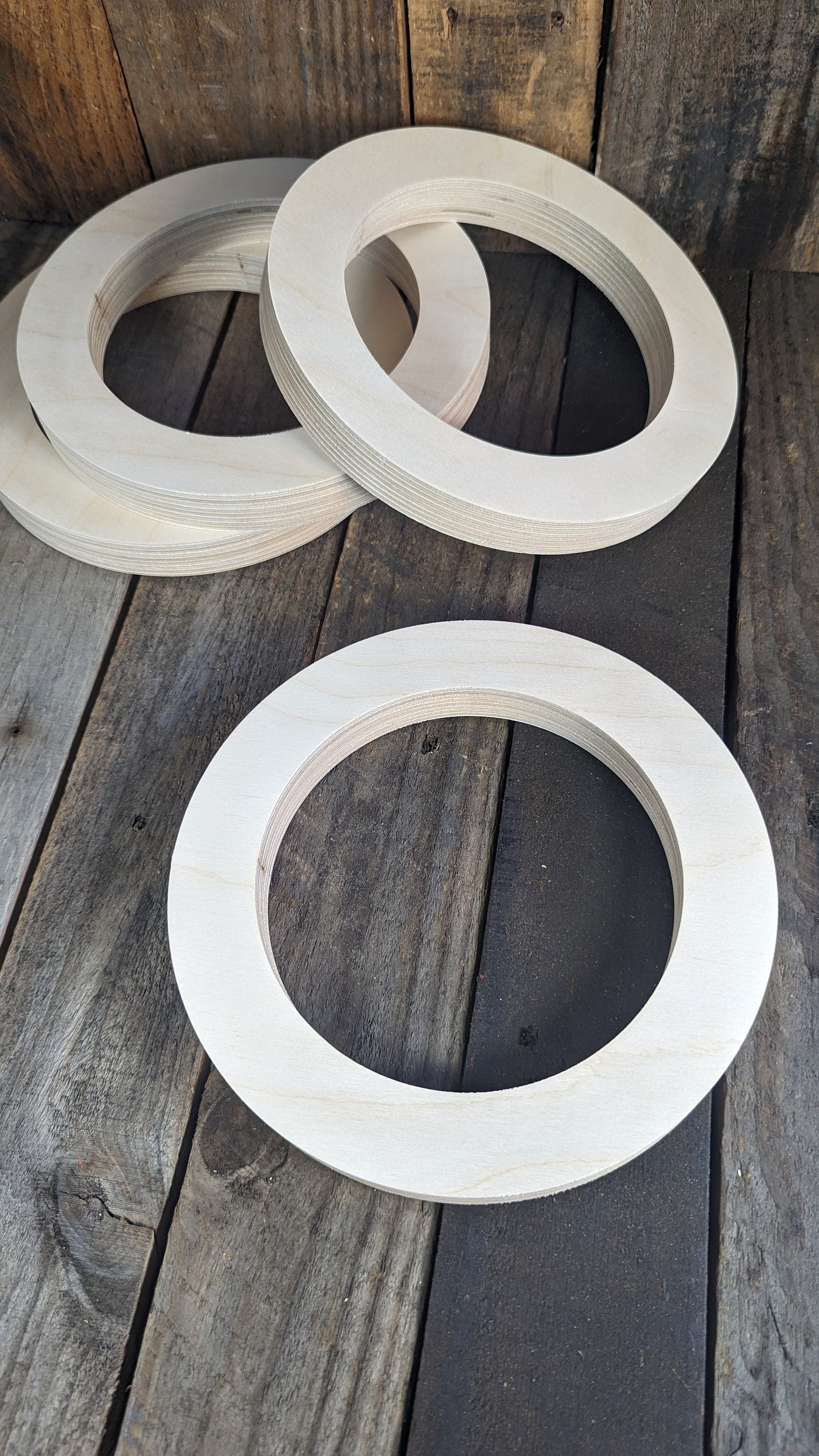 8.5" (8 1/2") Wood Donut Ring with 6" center hole, BALTIC BIRCH Wooden Circles, Unfinished Wooden Circles, Round Circles, Circular Wood