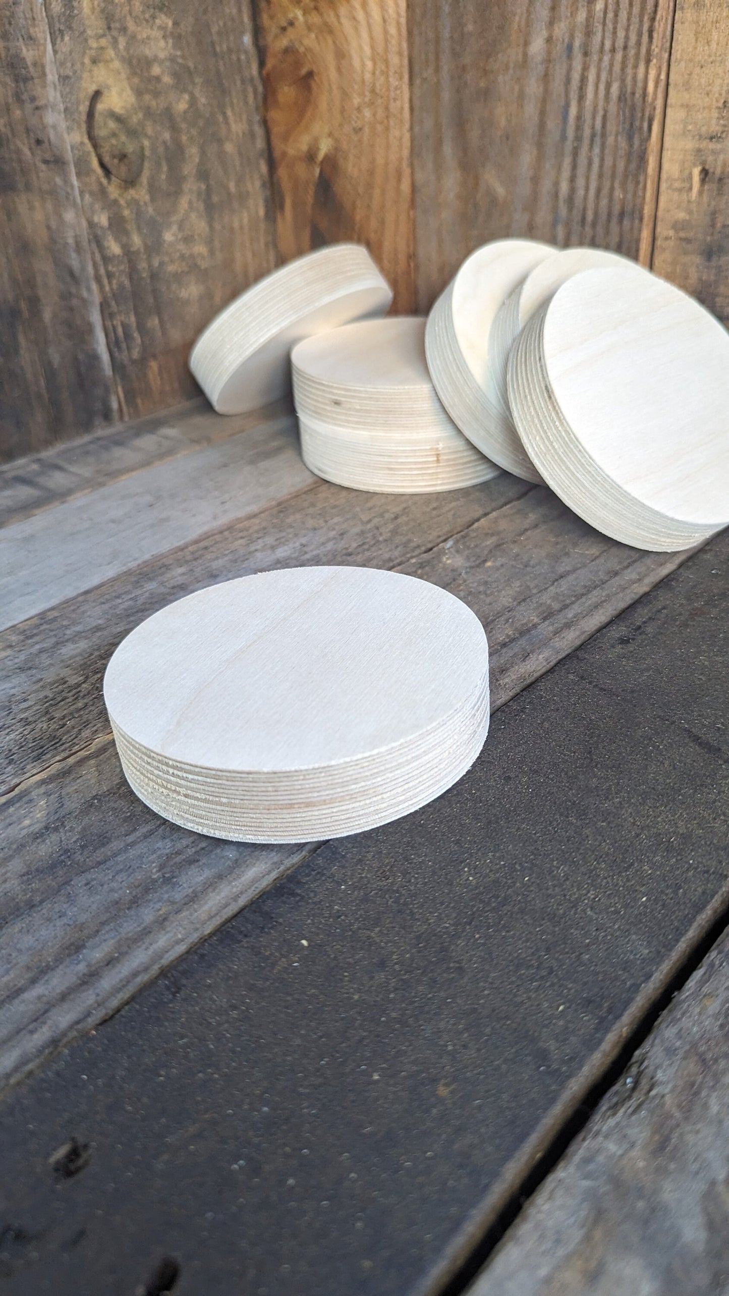 4.375" (4 3/8") Wood Circle Disc Plaques, BALTIC BIRCH - Wooden Circles, Unfinished, Circular Wood