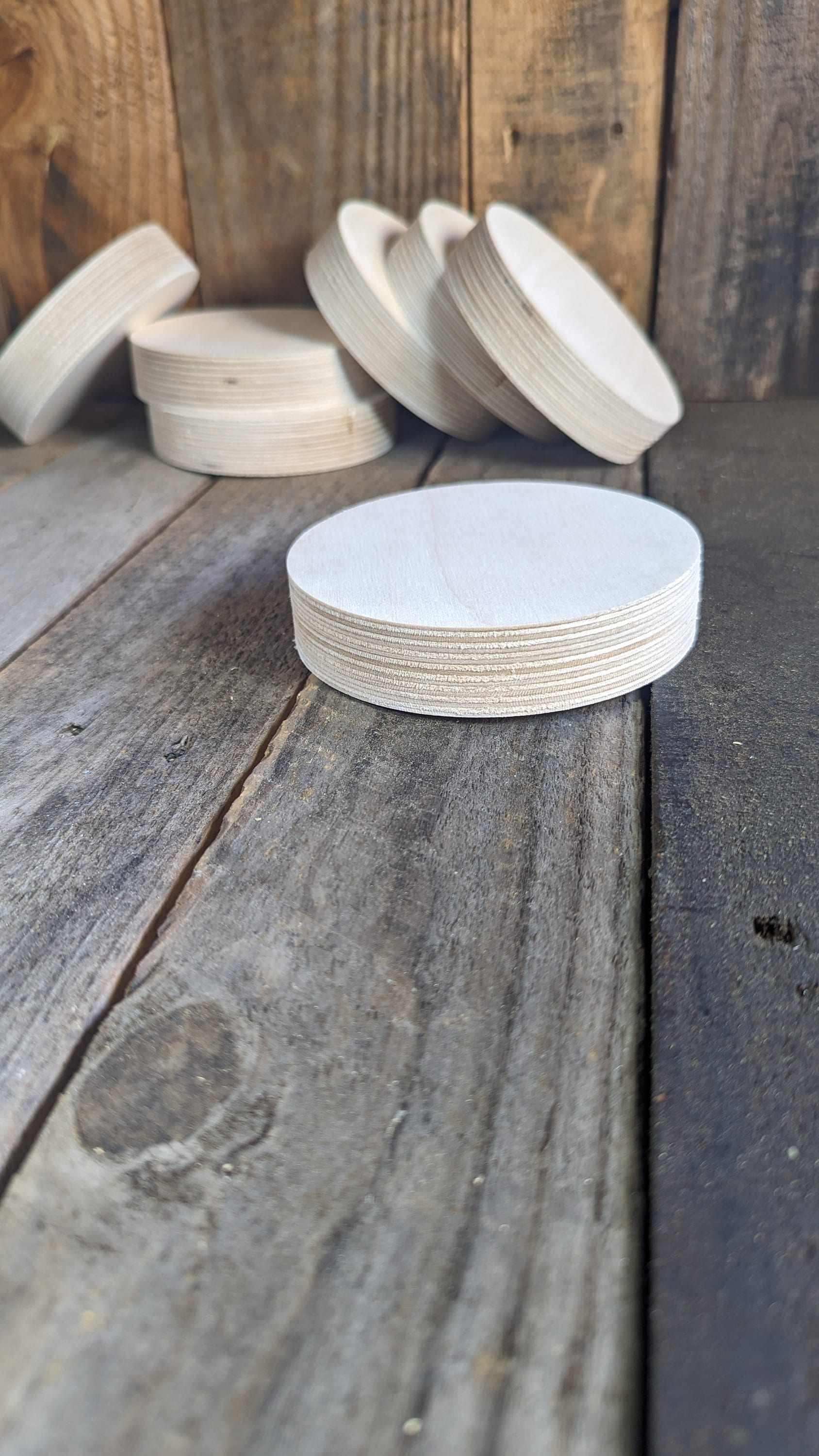 4.375" (4 3/8") Wood Circle Disc Plaques, BALTIC BIRCH - Wooden Circles, Unfinished, Circular Wood