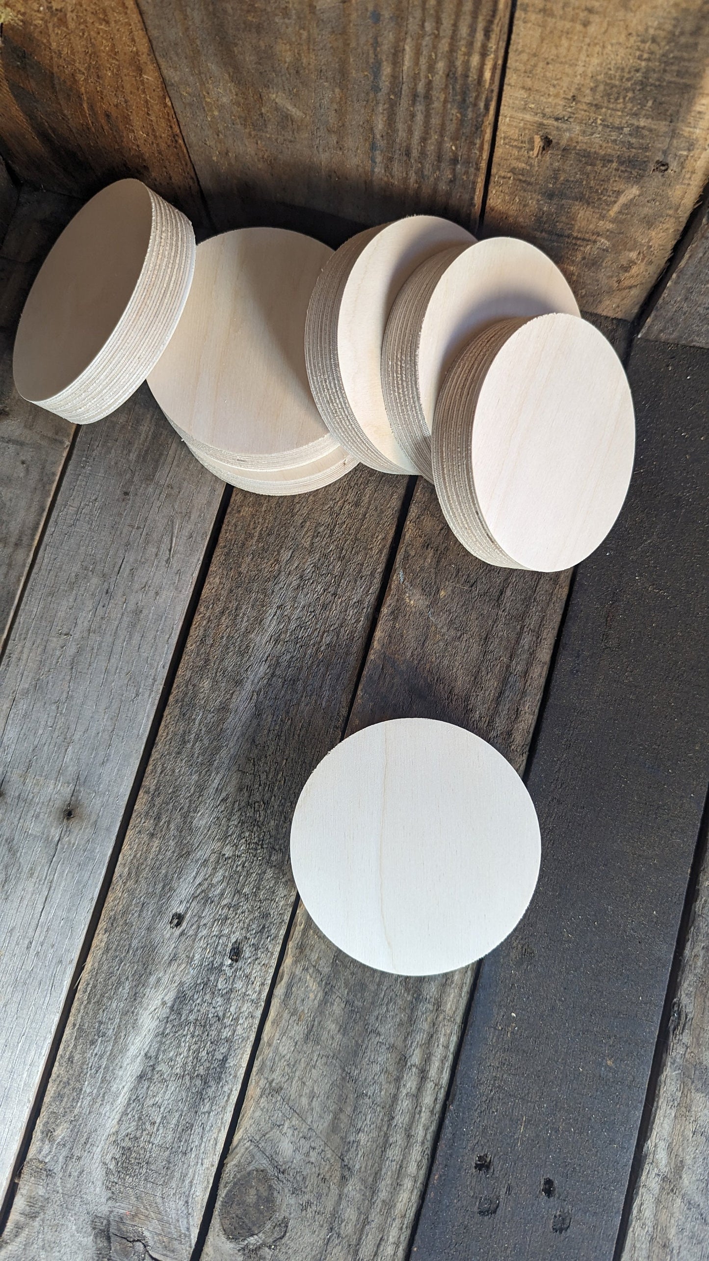 4.375" (4 3/8") Wood Circle Disc Plaques, BALTIC BIRCH - Wooden Circles, Unfinished, Circular Wood