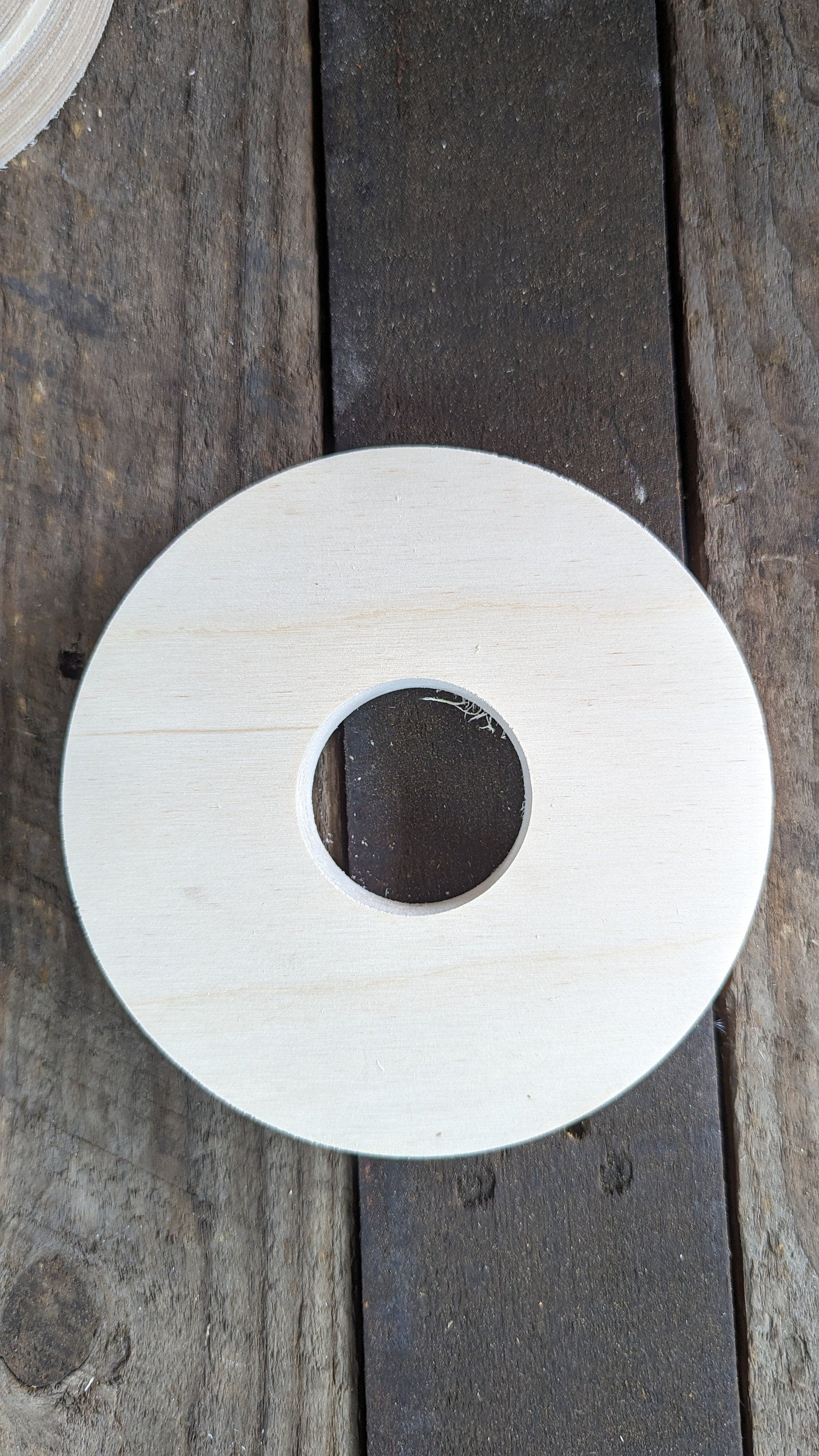 6" Wood Donut with 2" hole , BALTIC BIRCH - Wooden Circles, Blank Circles, Unfinished Wooden Circles, Round Circles, Circular, Ring Shape