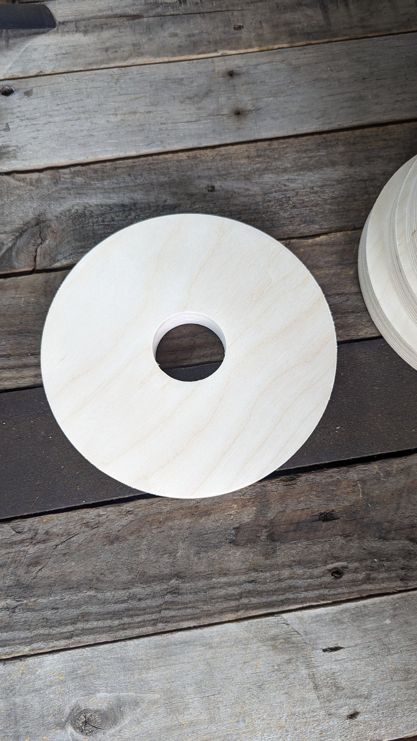 8" Baltic Birch Wood Donut Ring, 2" Center Hole, DIY Craft Supply