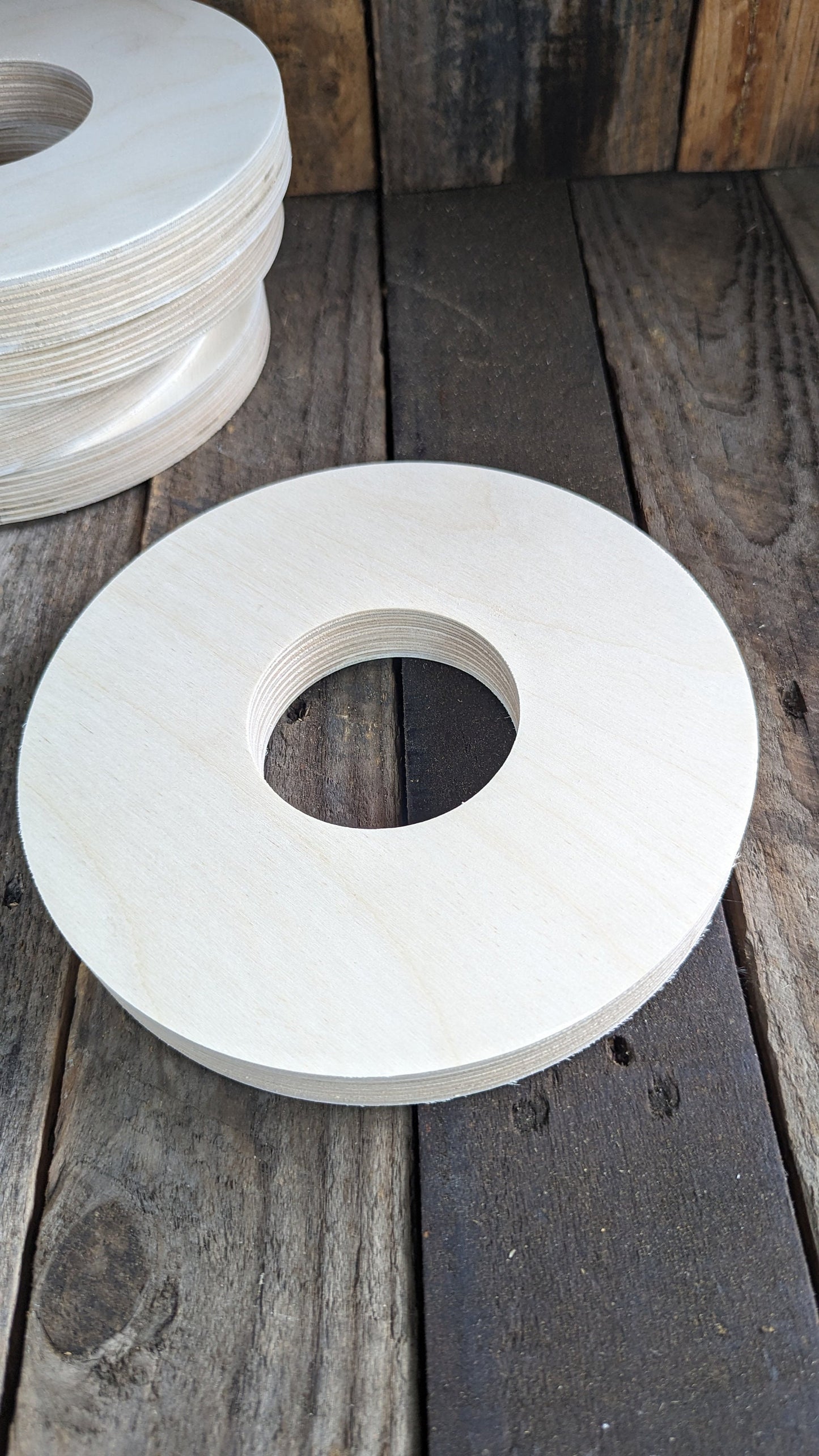 8" Baltic Birch Wood Donut Ring, 3" Center Hole, DIY Craft Supply