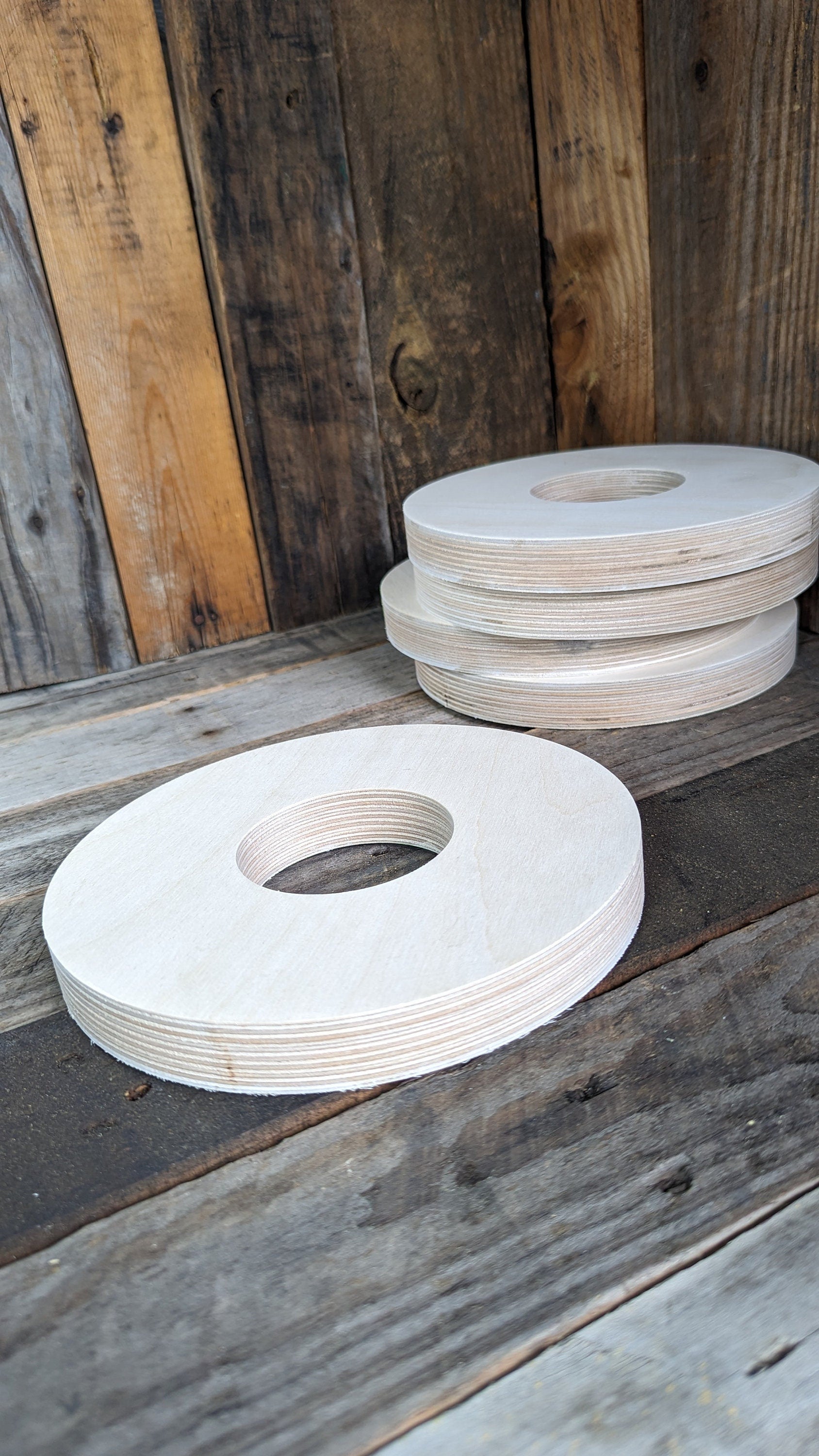 8" Baltic Birch Wood Donut Ring, 3" Center Hole, DIY Craft Supply