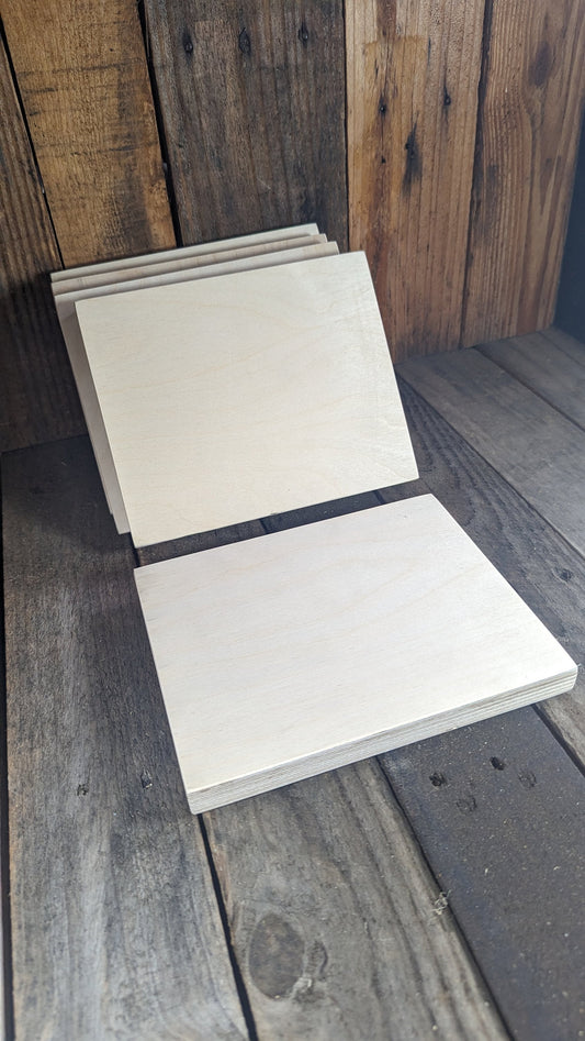 6.5" x 8" Baltic Birch Wood Plaque, Unfinished Rectangle, Sign Board