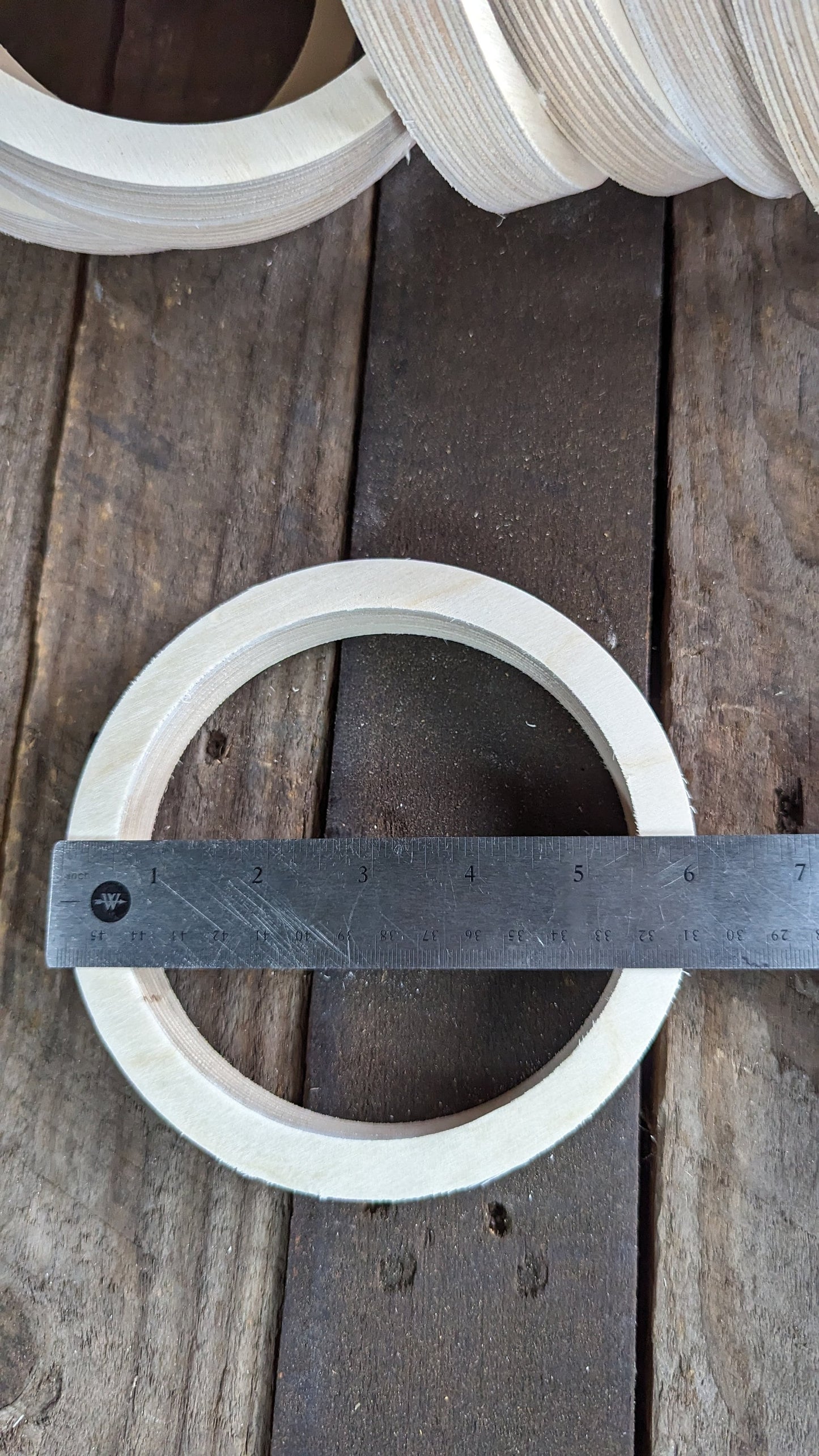 6" Baltic Birch Wood Donut, 5" Center Hole, Ring Shape, DIY Crafting Supplies