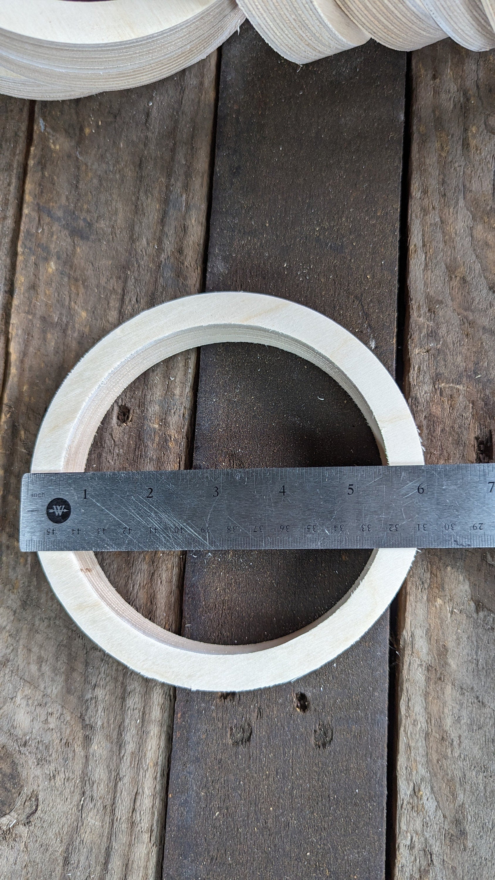 6" Baltic Birch Wood Donut, 5" Center Hole, Ring Shape, DIY Crafting Supplies