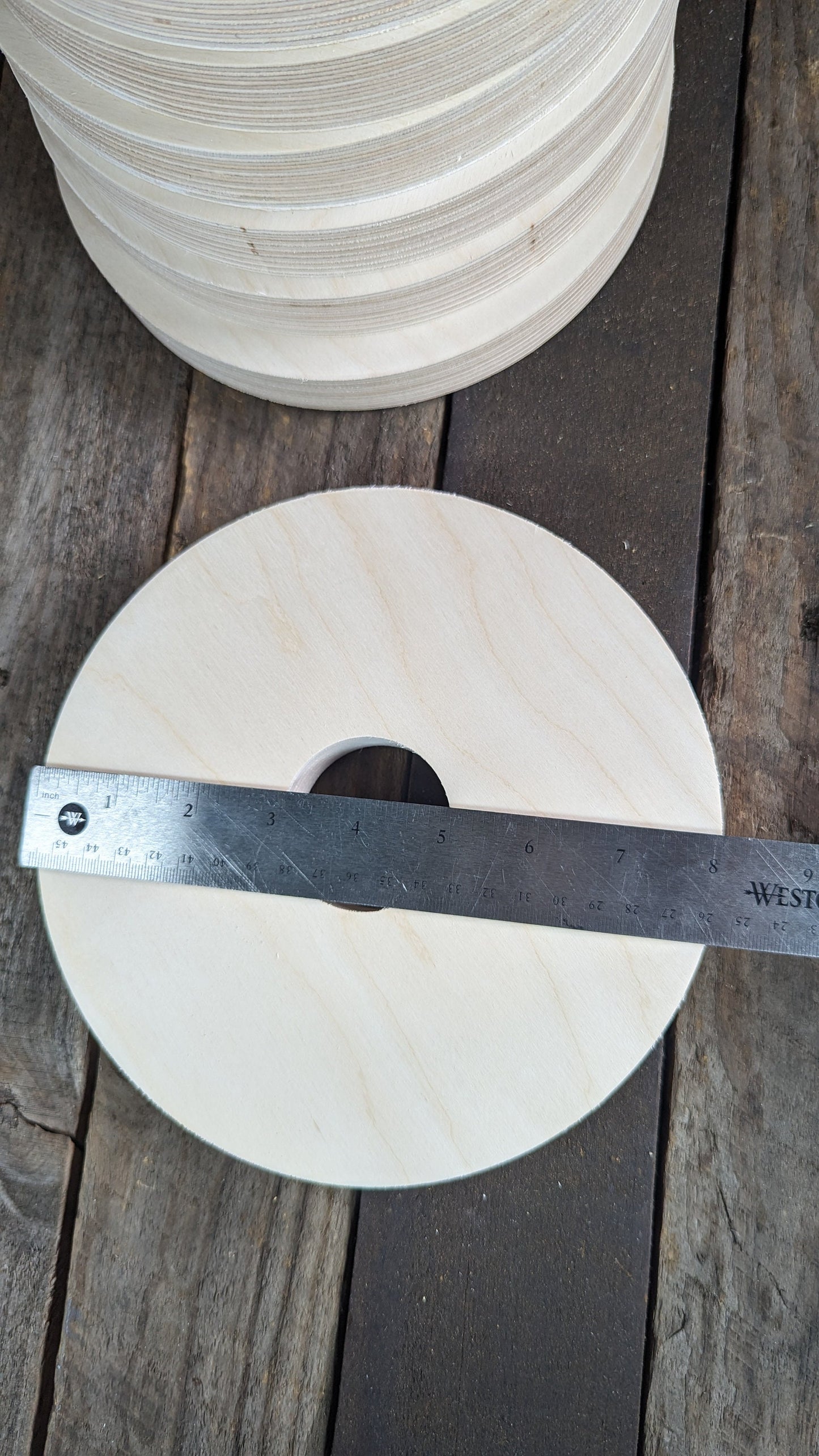 8" Baltic Birch Wood Donut Ring, 2" Center Hole, DIY Craft Supply