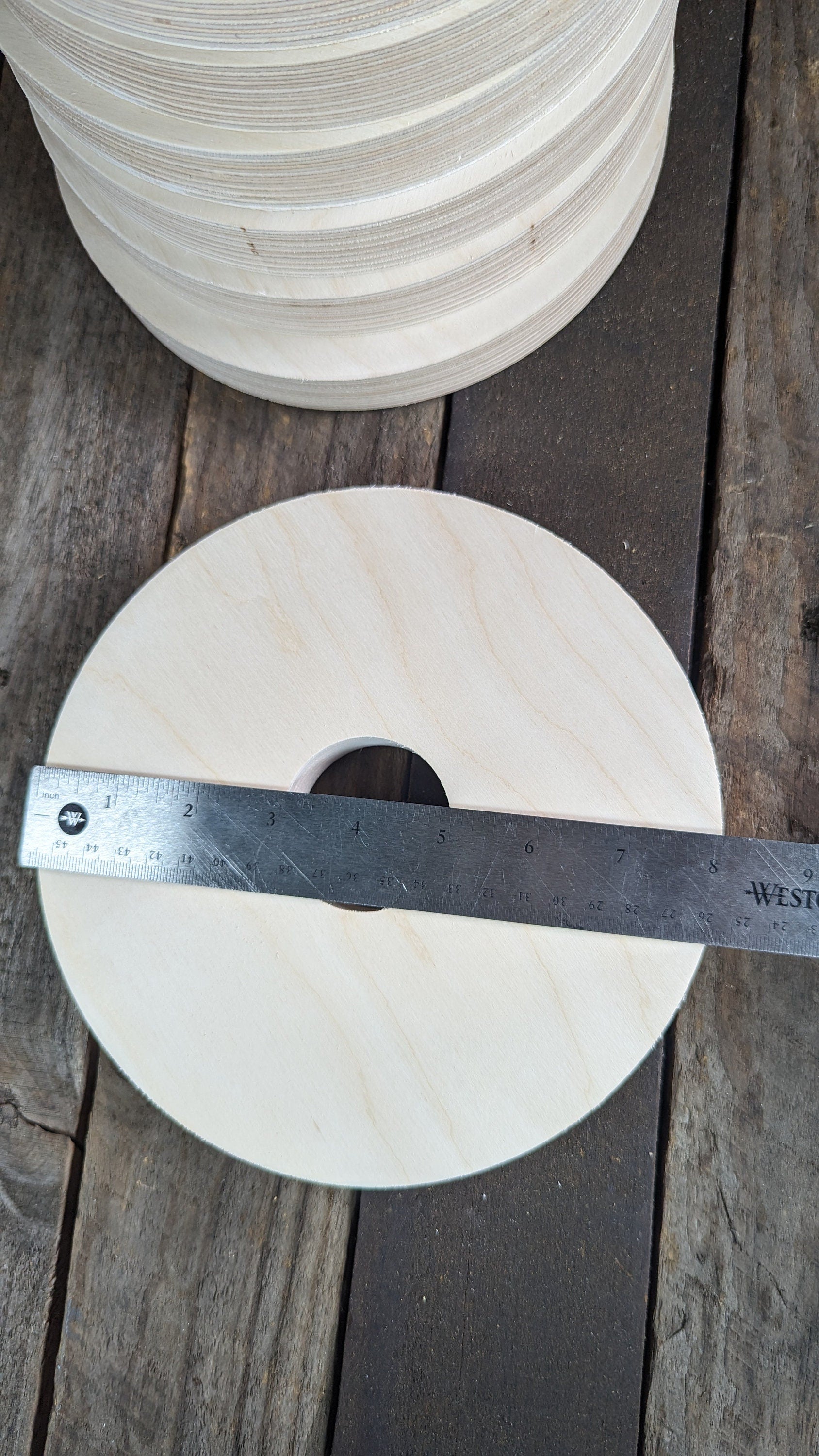 8" Baltic Birch Wood Donut Ring, 2" Center Hole, DIY Craft Supply