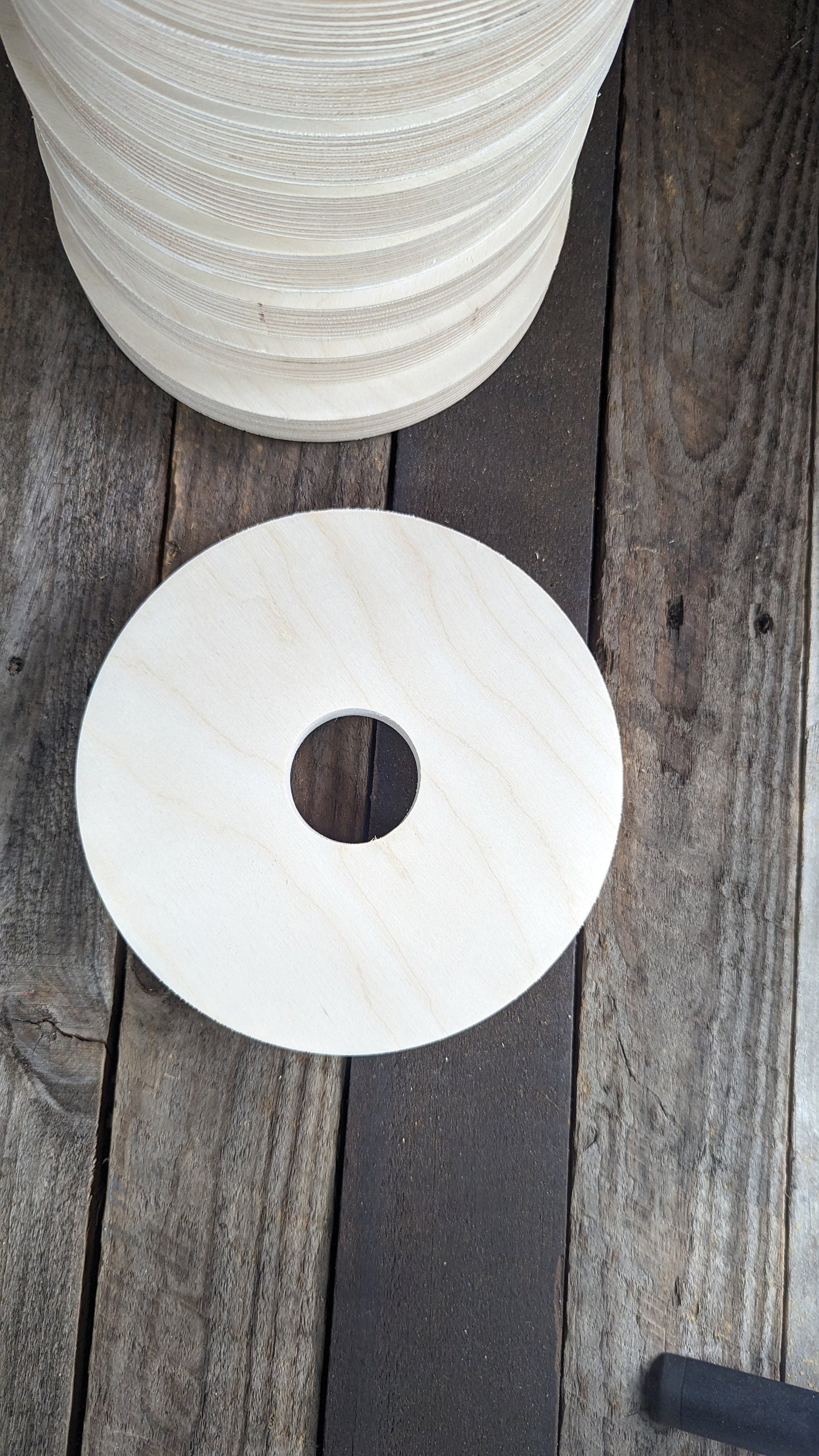 8" Baltic Birch Wood Donut Ring, 2" Center Hole, DIY Craft Supply