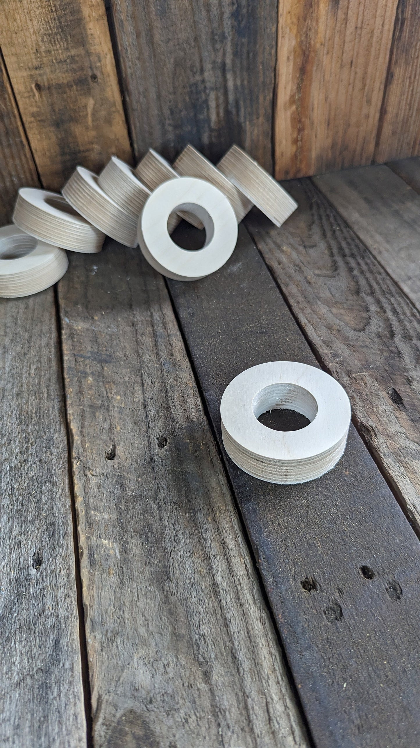 3" Wood Donut, 1" center hole - BALTIC BIRCH - Wooden Circles, Unfinished Wooden Circles, Round Circles, Circular Wood Active, Ring Shape