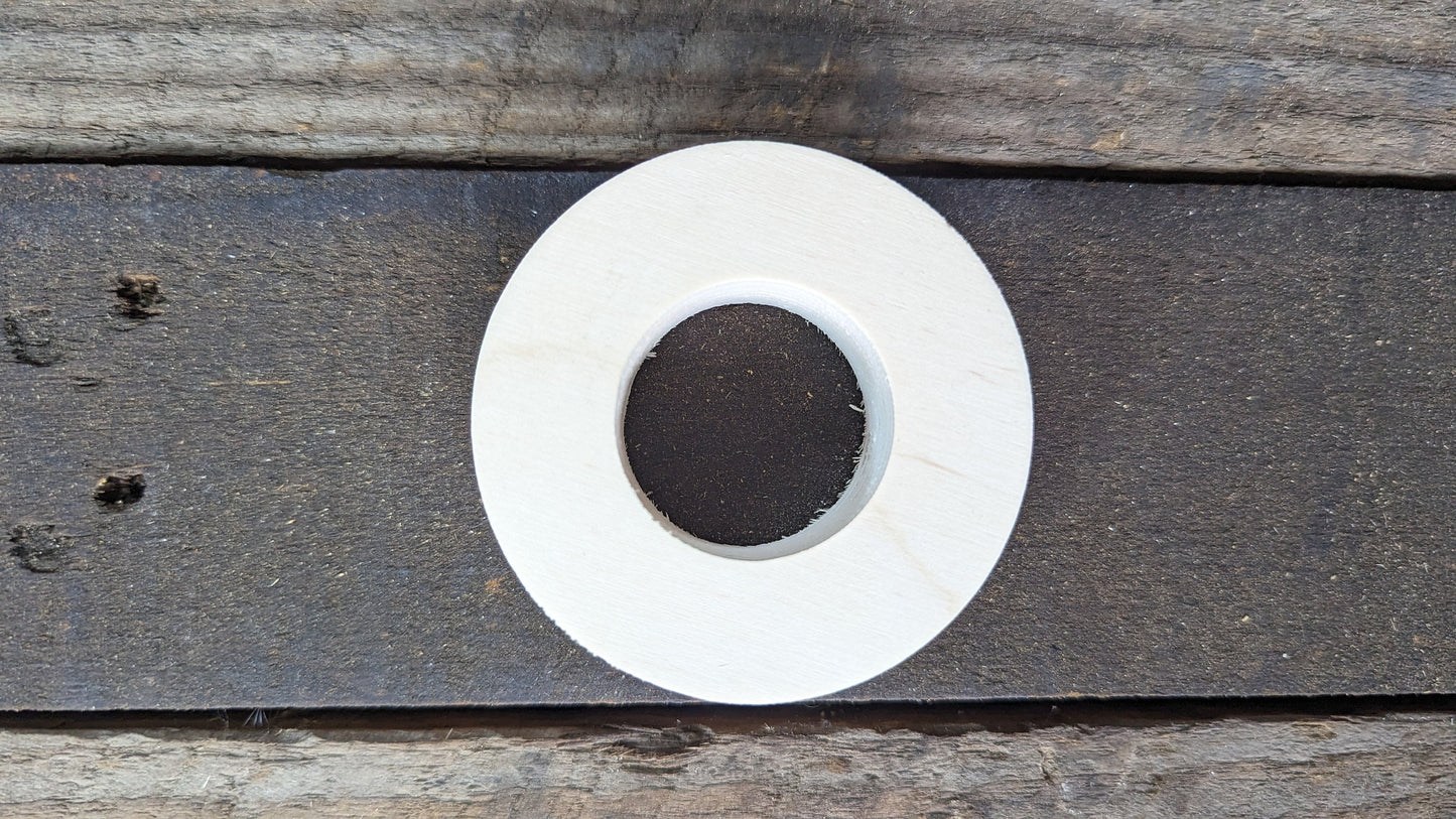 3" Wood Donut, 1" center hole - BALTIC BIRCH - Wooden Circles, Unfinished Wooden Circles, Round Circles, Circular Wood Active, Ring Shape