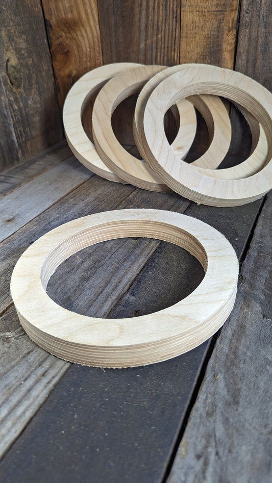 8" Wood Donut Ring with 6" center hole, BALTIC BIRCH Wooden Circles, Unfinished Wooden Circles, Round Circles, Circular Wood