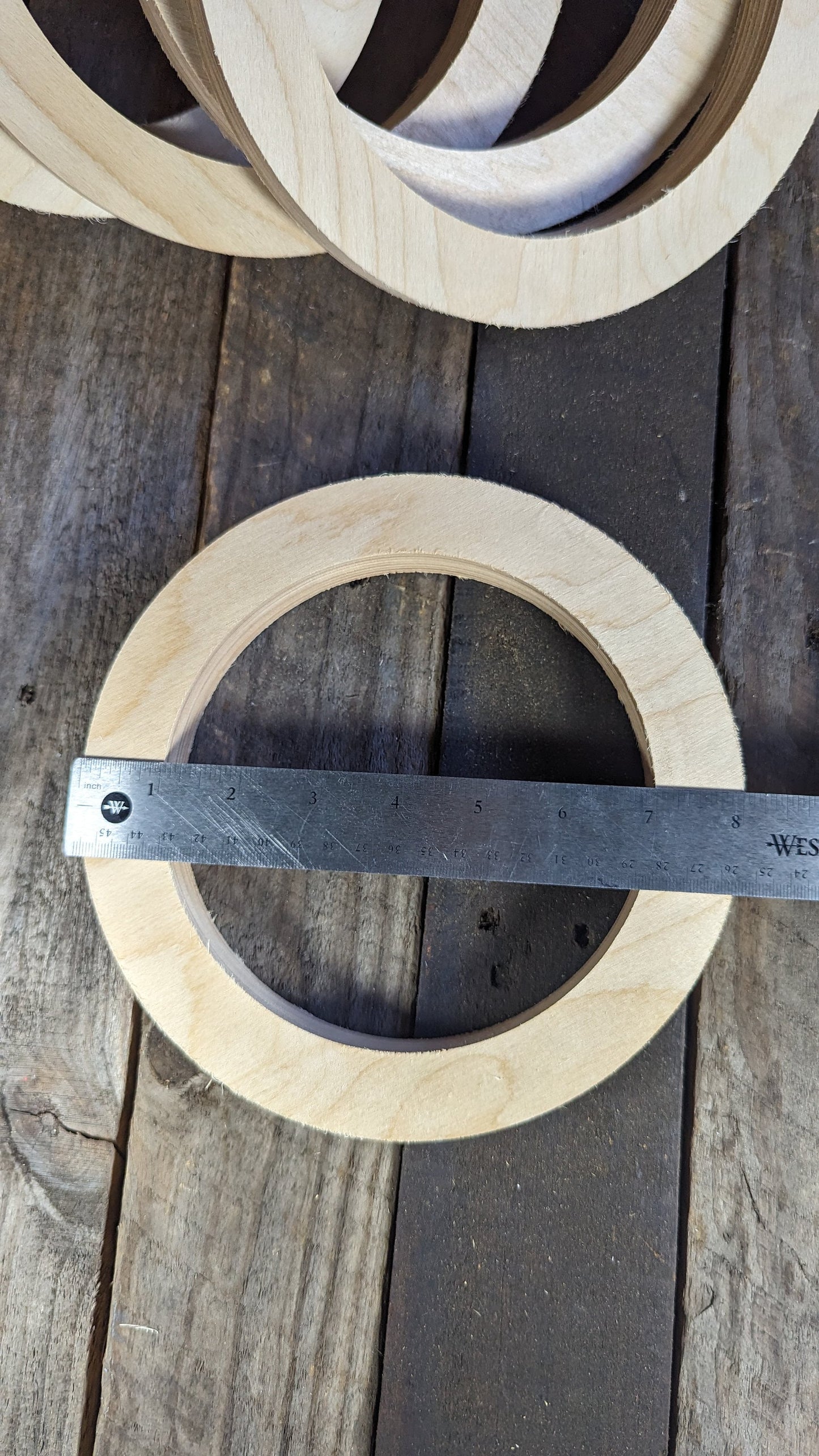 8" Wood Donut Ring with 6" center hole, BALTIC BIRCH Wooden Circles, Unfinished Wooden Circles, Round Circles, Circular Wood