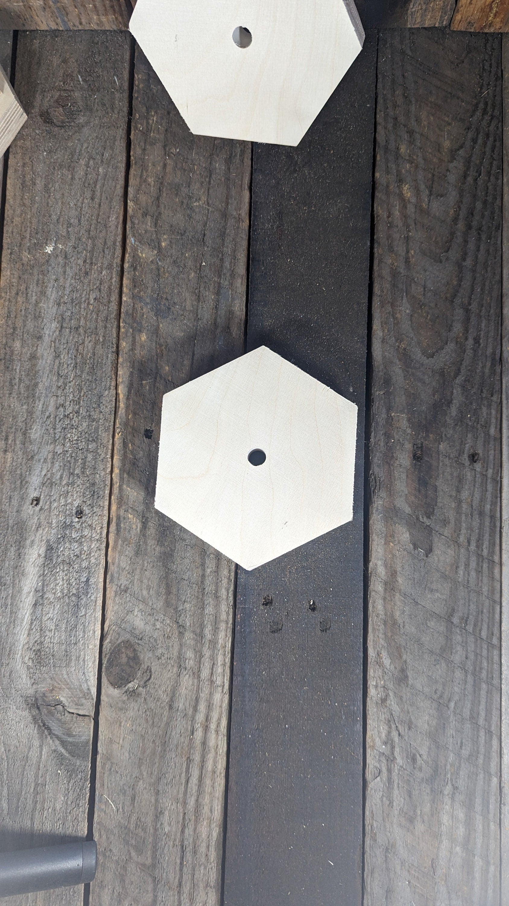 5" Wood Hexagon with 1/2" (.5") center hole. BALTIC BIRCH Wooden Six Sided Shape, Blank Hexagon, Unfinished Wooden Hexagon, Hexagon Wood