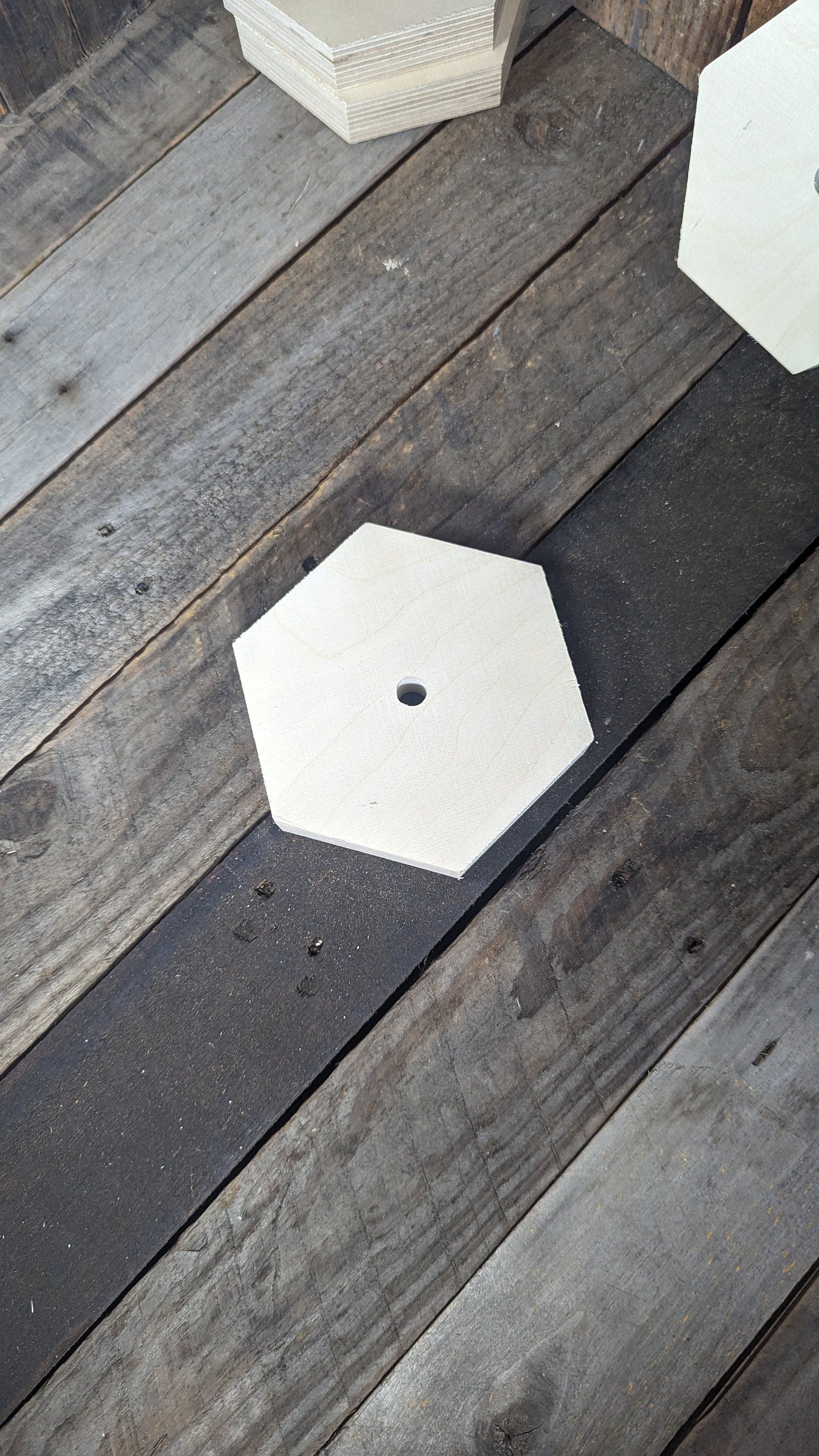 5" Wood Hexagon with 1/2" (.5") center hole. BALTIC BIRCH Wooden Six Sided Shape, Blank Hexagon, Unfinished Wooden Hexagon, Hexagon Wood