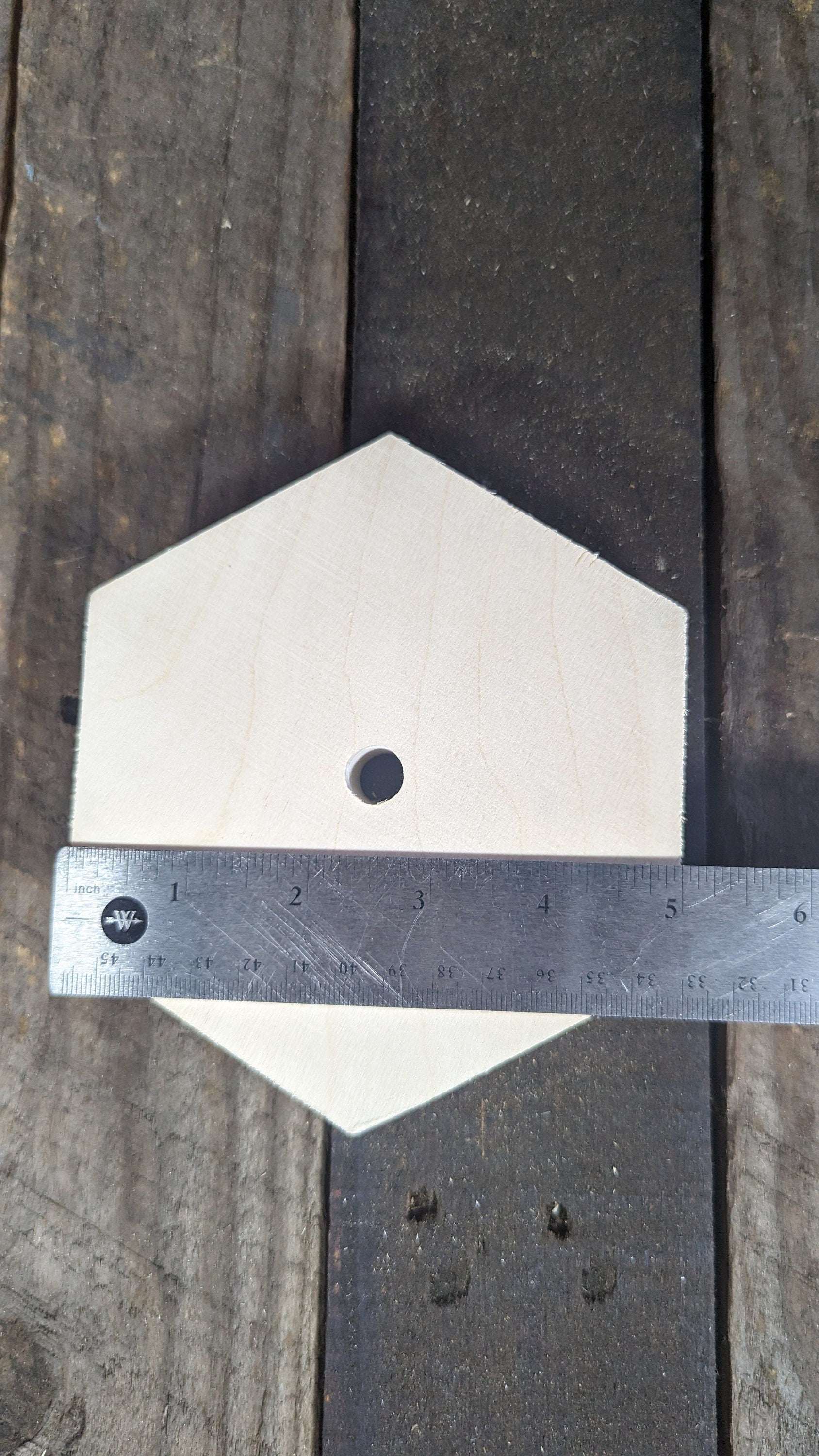 5" Wood Hexagon with 1/2" (.5") center hole. BALTIC BIRCH Wooden Six Sided Shape, Blank Hexagon, Unfinished Wooden Hexagon, Hexagon Wood