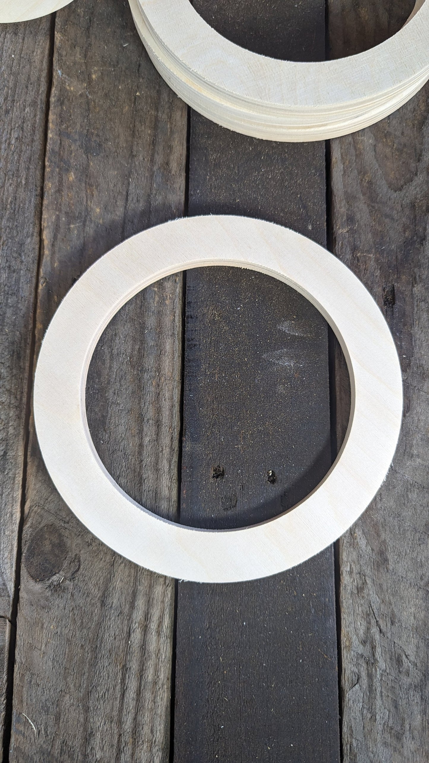 8" Baltic Birch Wood Donut Ring, 6" Center Hole, Unfinished Craft Circle
