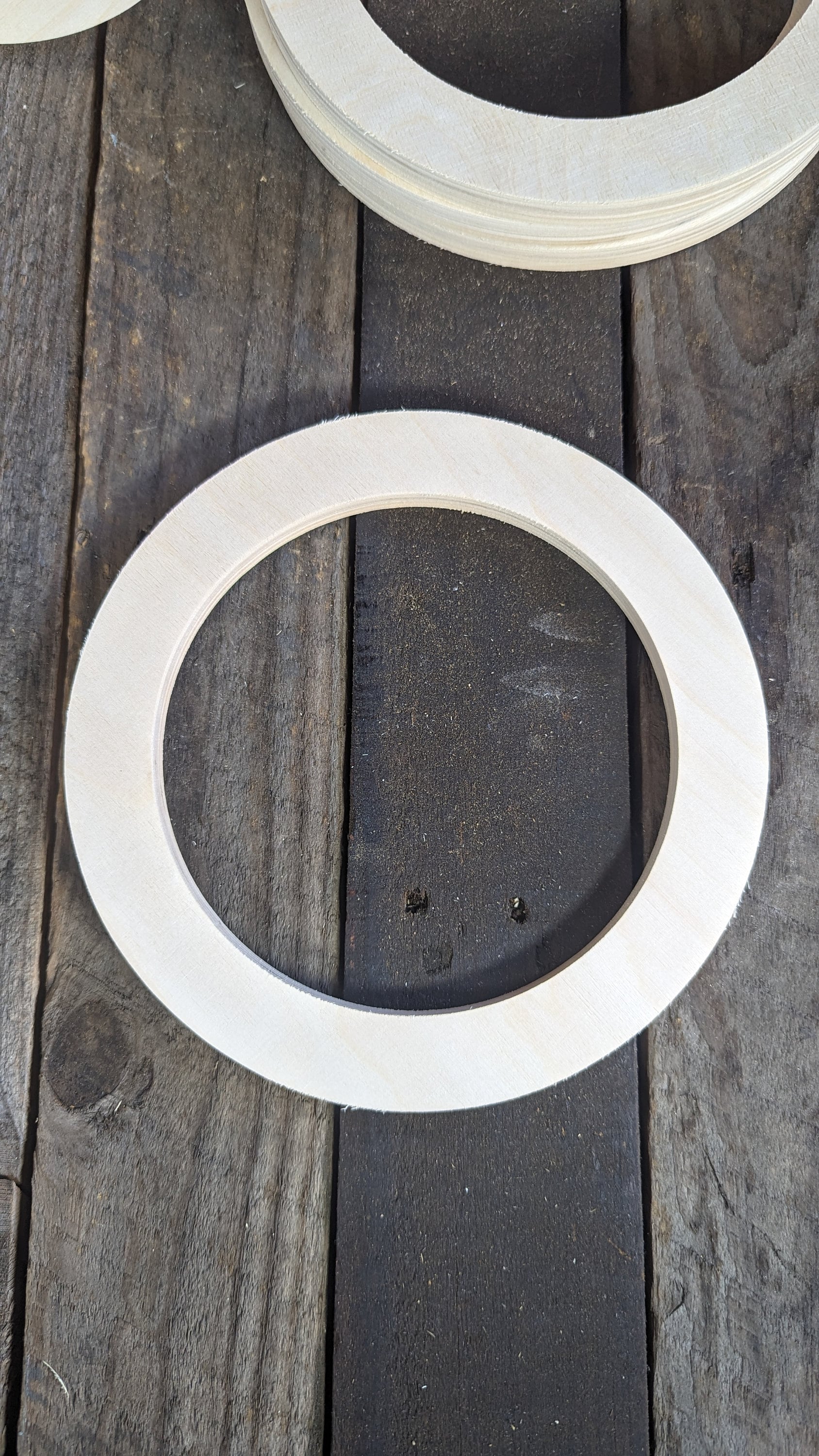 8" Baltic Birch Wood Donut Ring, 6" Center Hole, Unfinished Craft Circle