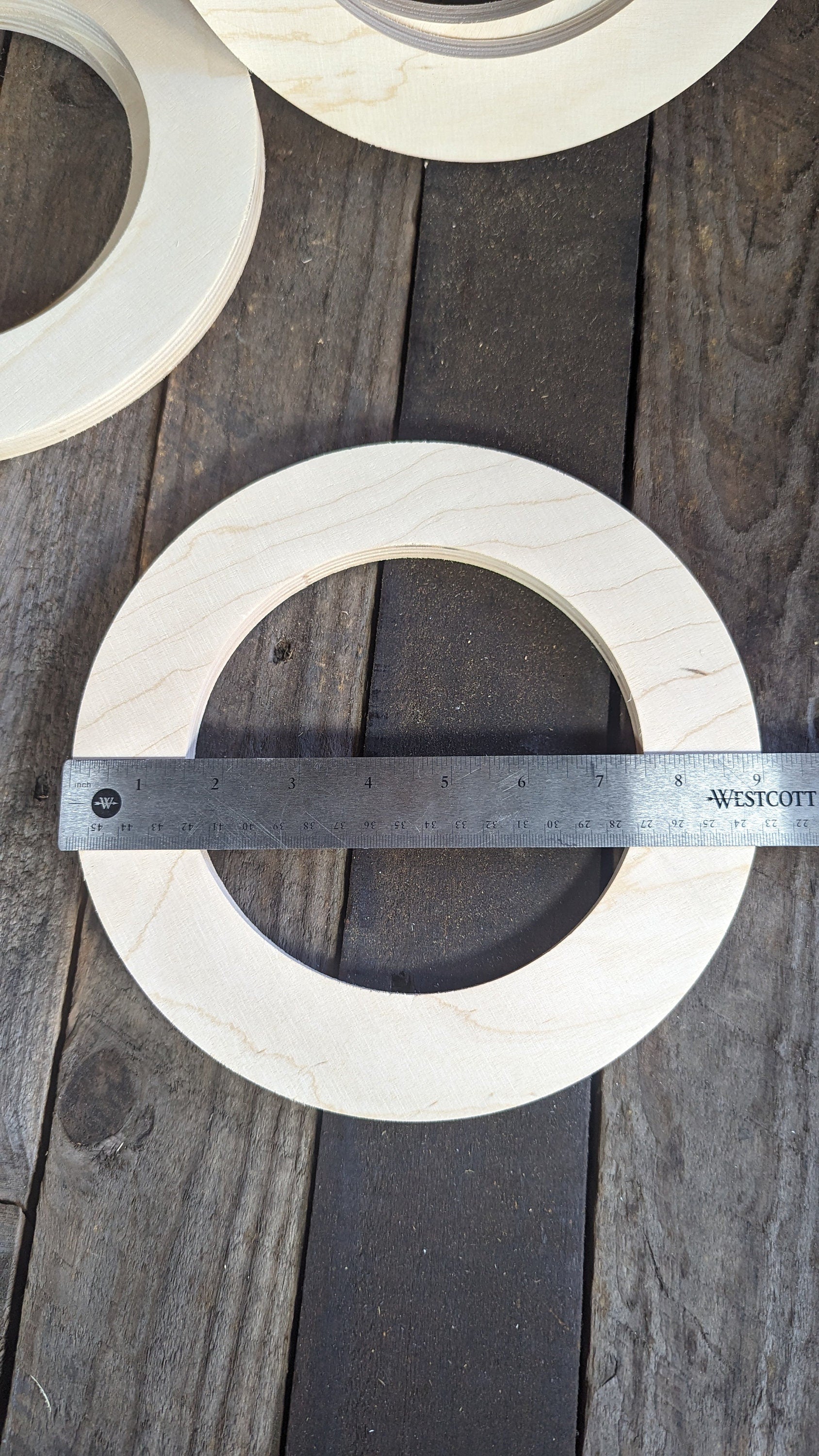 9" Baltic Birch Wood Donut Ring, 6" Center Hole, Craft Supplies