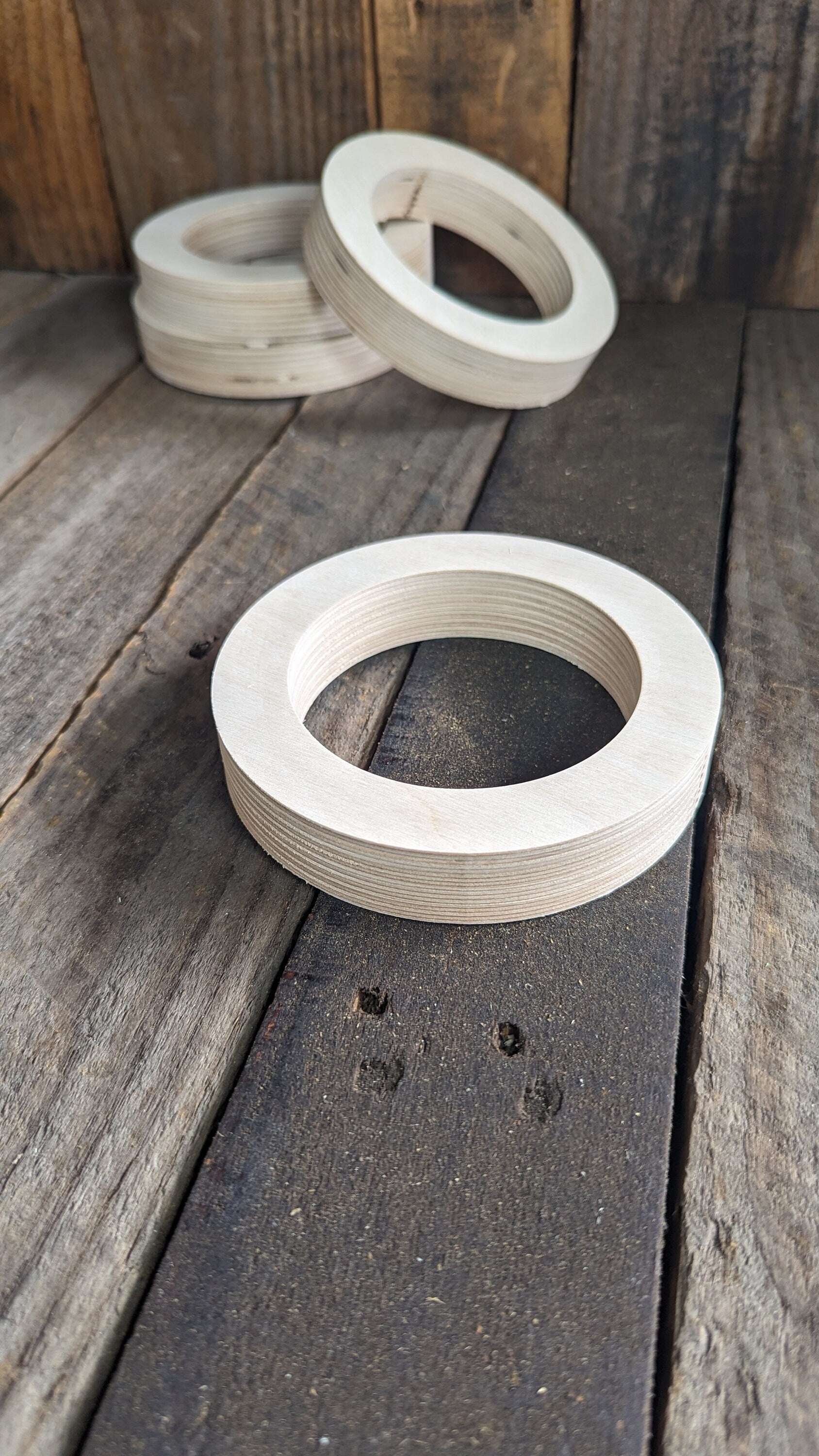 5" Baltic Birch Wood Donut, 3.5" Center Hole, Unfinished Craft Supply