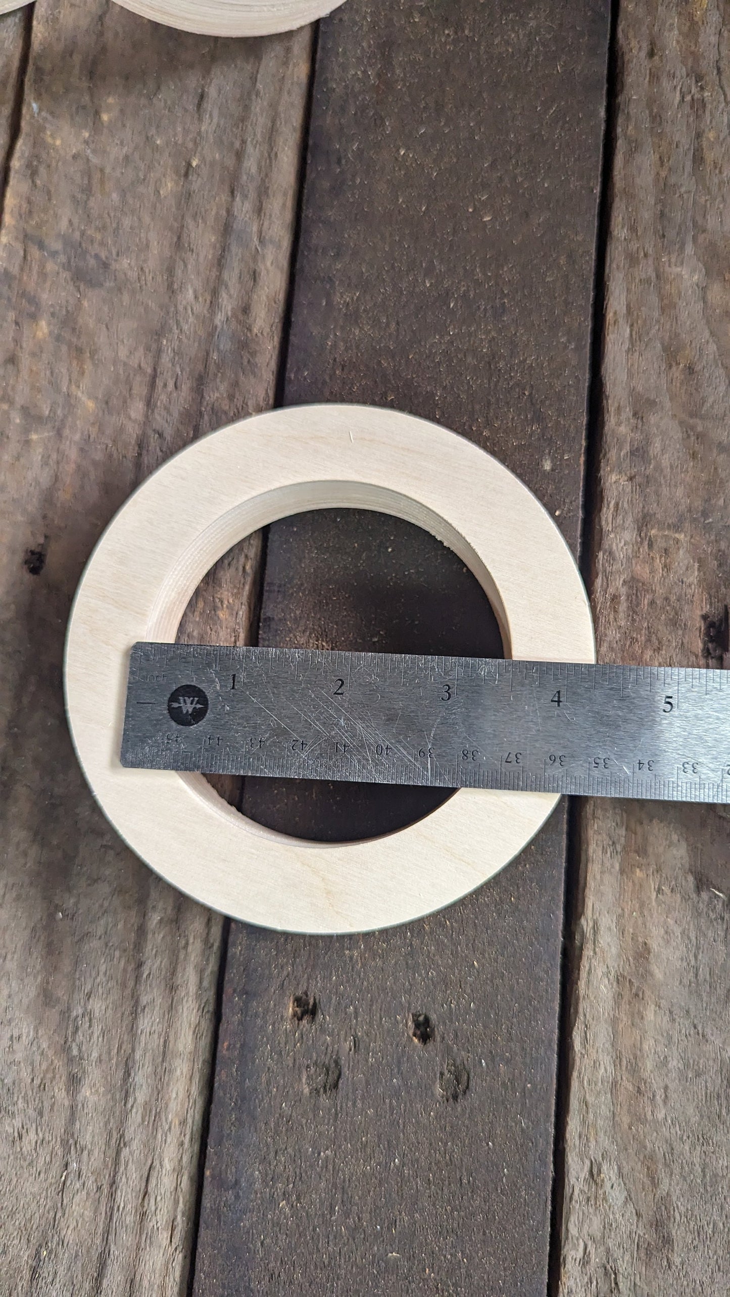 5" Baltic Birch Wood Donut, 3.5" Center Hole, Unfinished Craft Supply