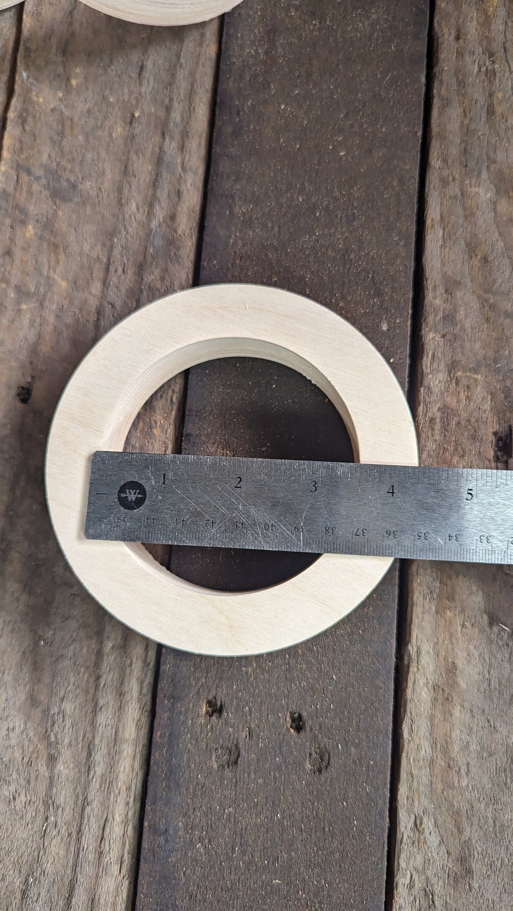 5" Baltic Birch Wood Donut, 3.5" Center Hole, Unfinished Craft Supply