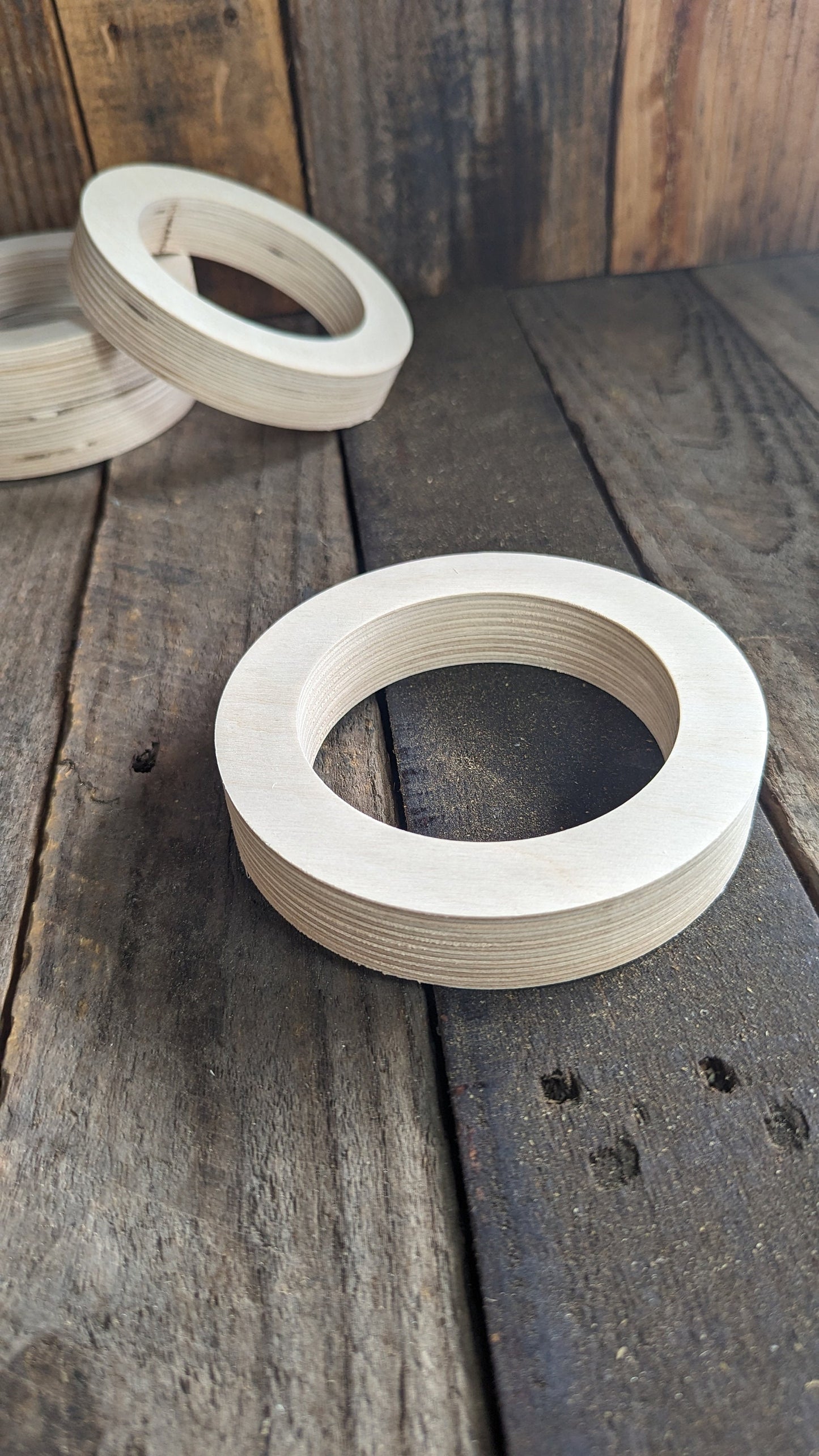 5" Baltic Birch Wood Donut, 3.5" Center Hole, Unfinished Craft Supply