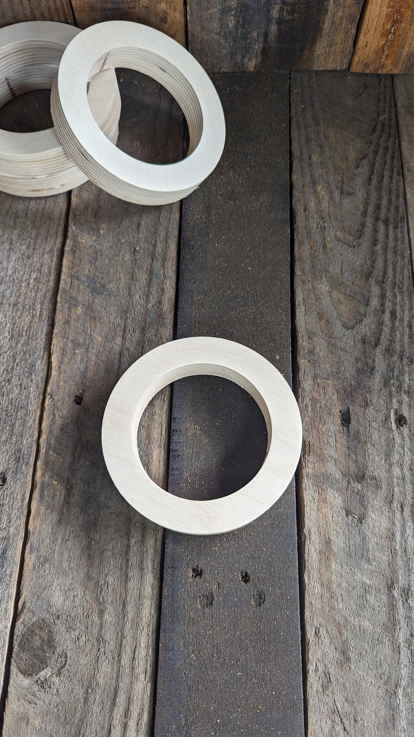 5" Baltic Birch Wood Donut, 3.5" Center Hole, Unfinished Craft Supply