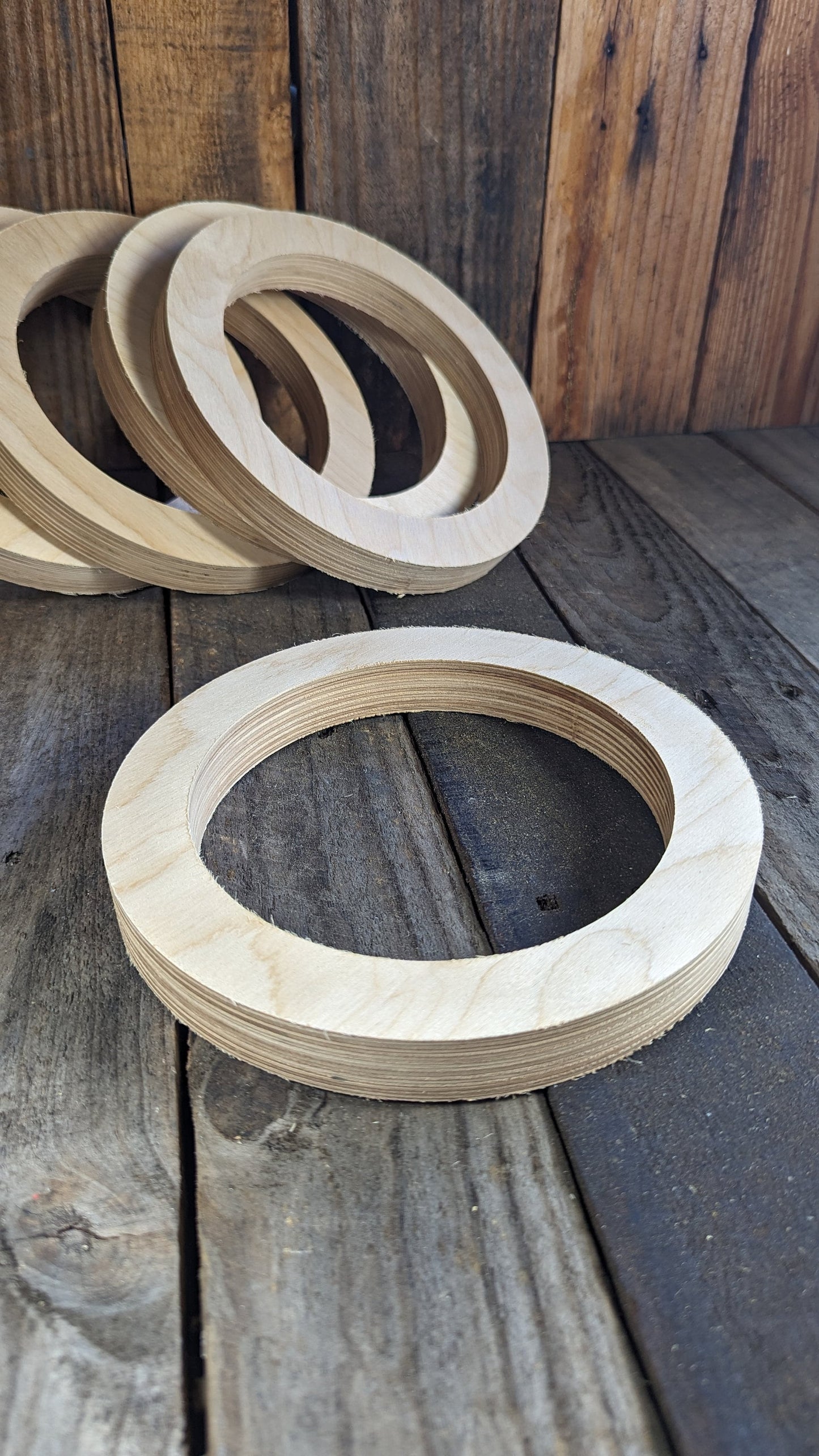 8" Baltic Birch Wood Donut Ring, 6" Center Hole, Unfinished Craft Circle