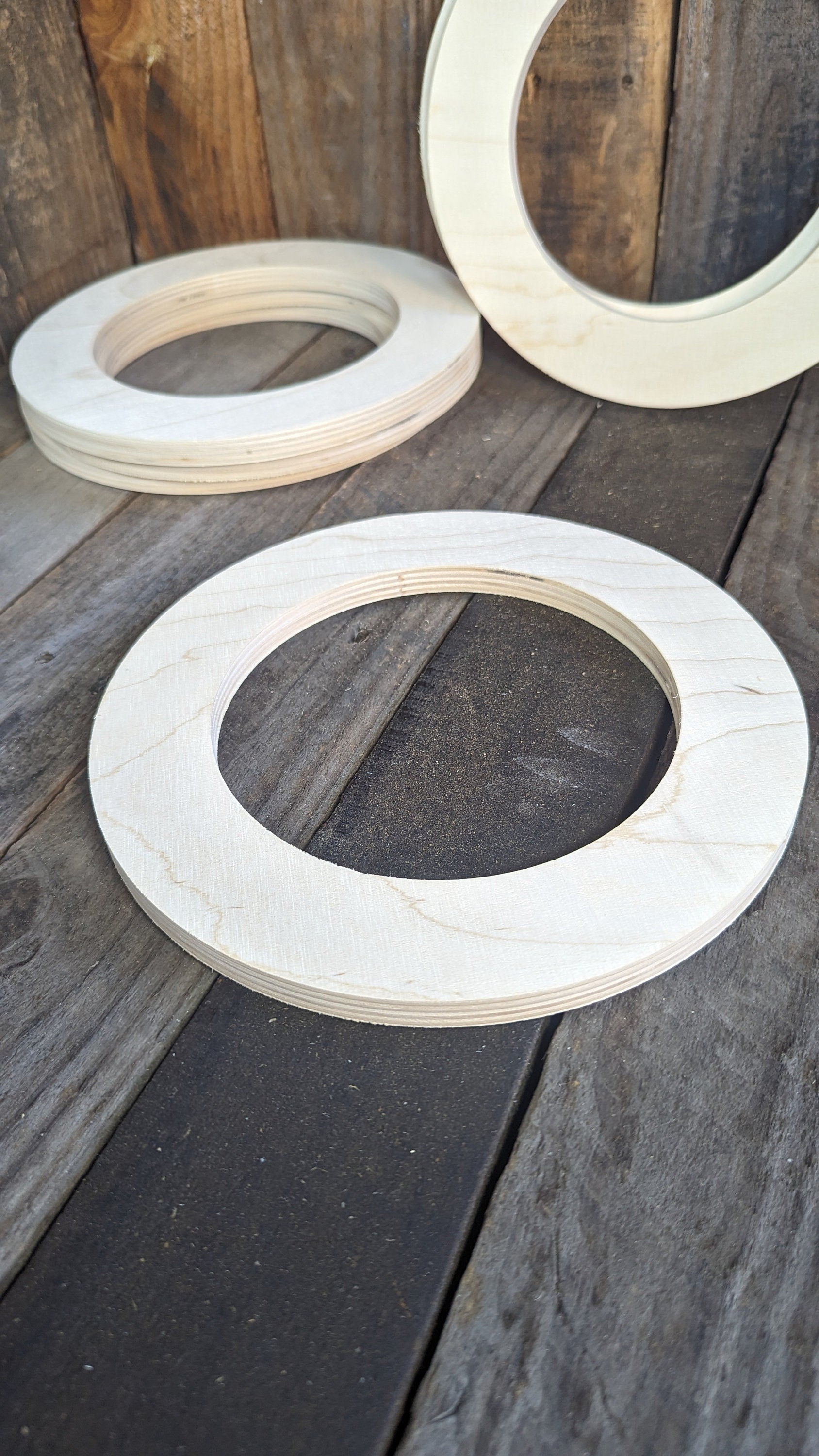 9" Baltic Birch Wood Donut Ring, 6" Center Hole, Craft Supplies