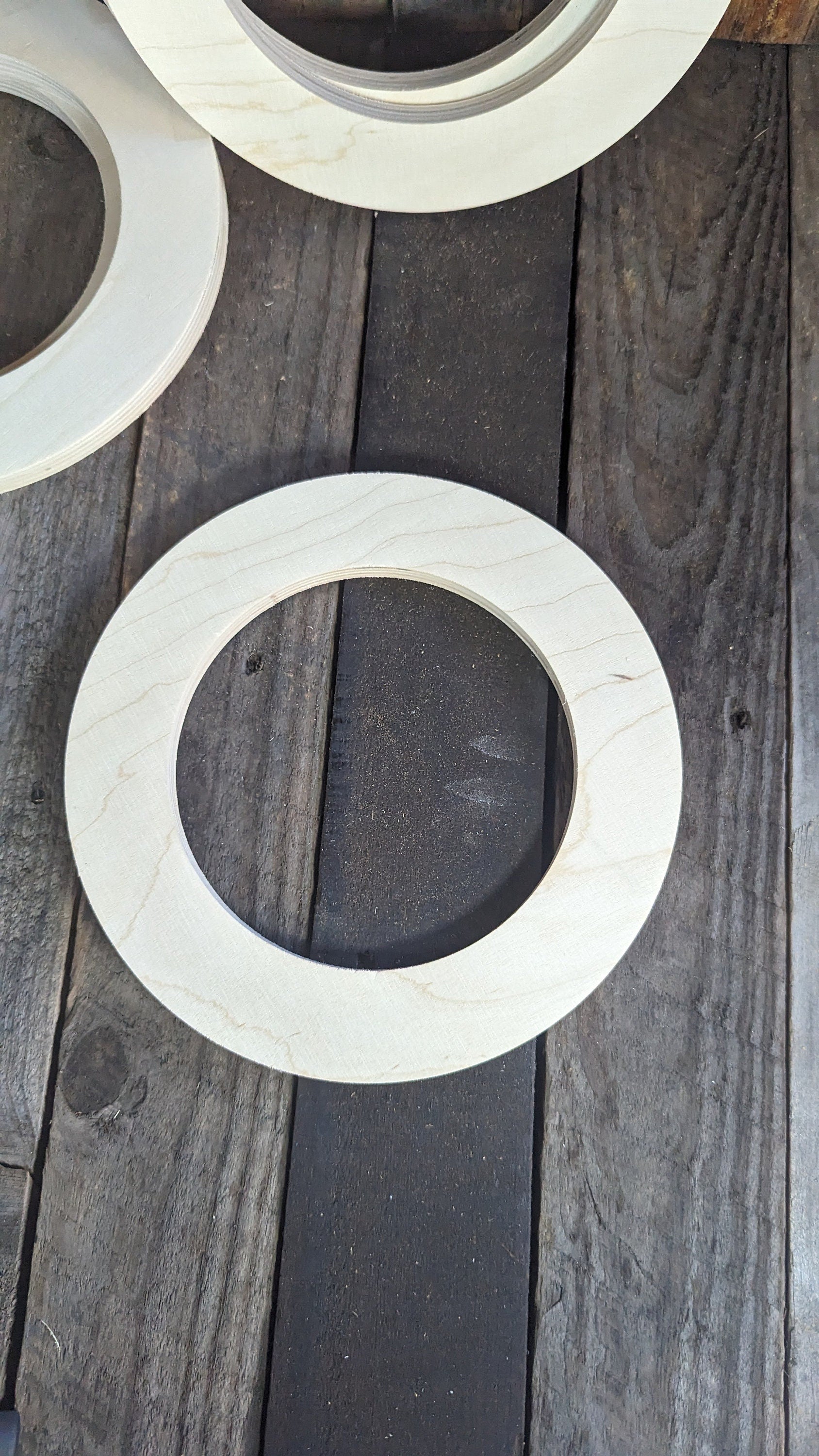 9" Baltic Birch Wood Donut Ring, 6" Center Hole, Craft Supplies