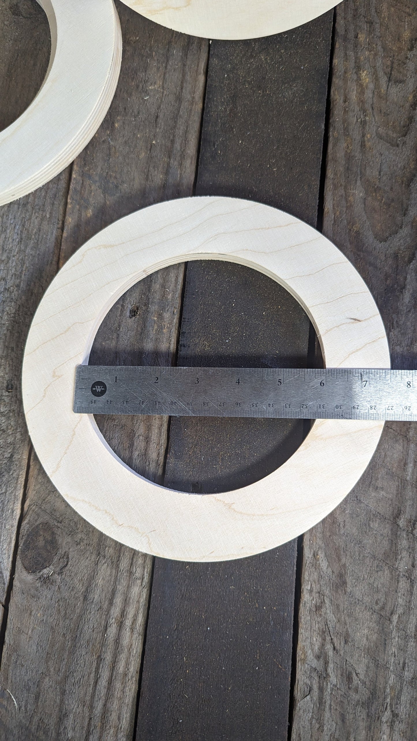9" Baltic Birch Wood Donut Ring, 6" Center Hole, Craft Supplies