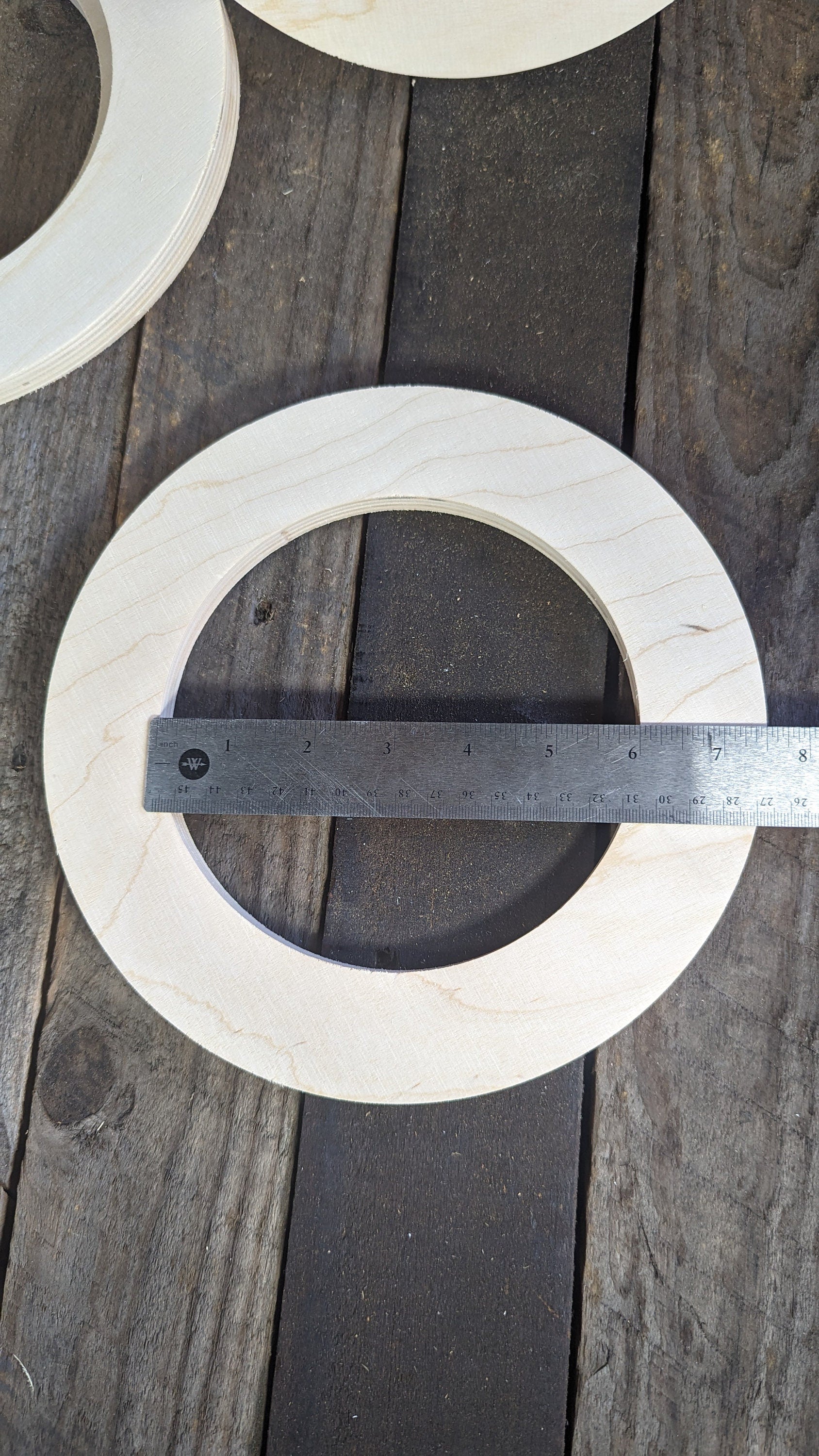 9" Baltic Birch Wood Donut Ring, 6" Center Hole, Craft Supplies